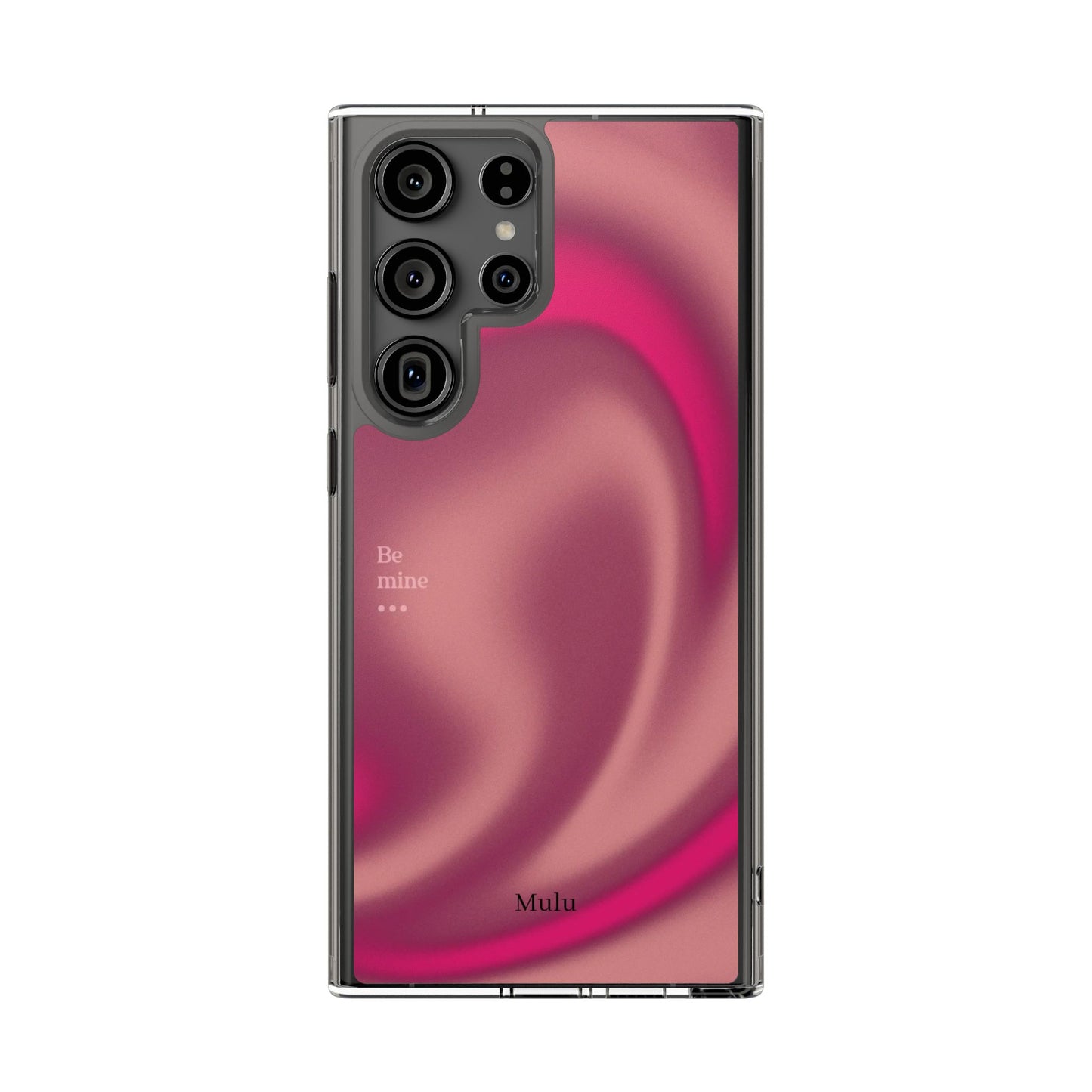 Clear Impact Phone Case — Pink Satin Swirl "Be mine" Design