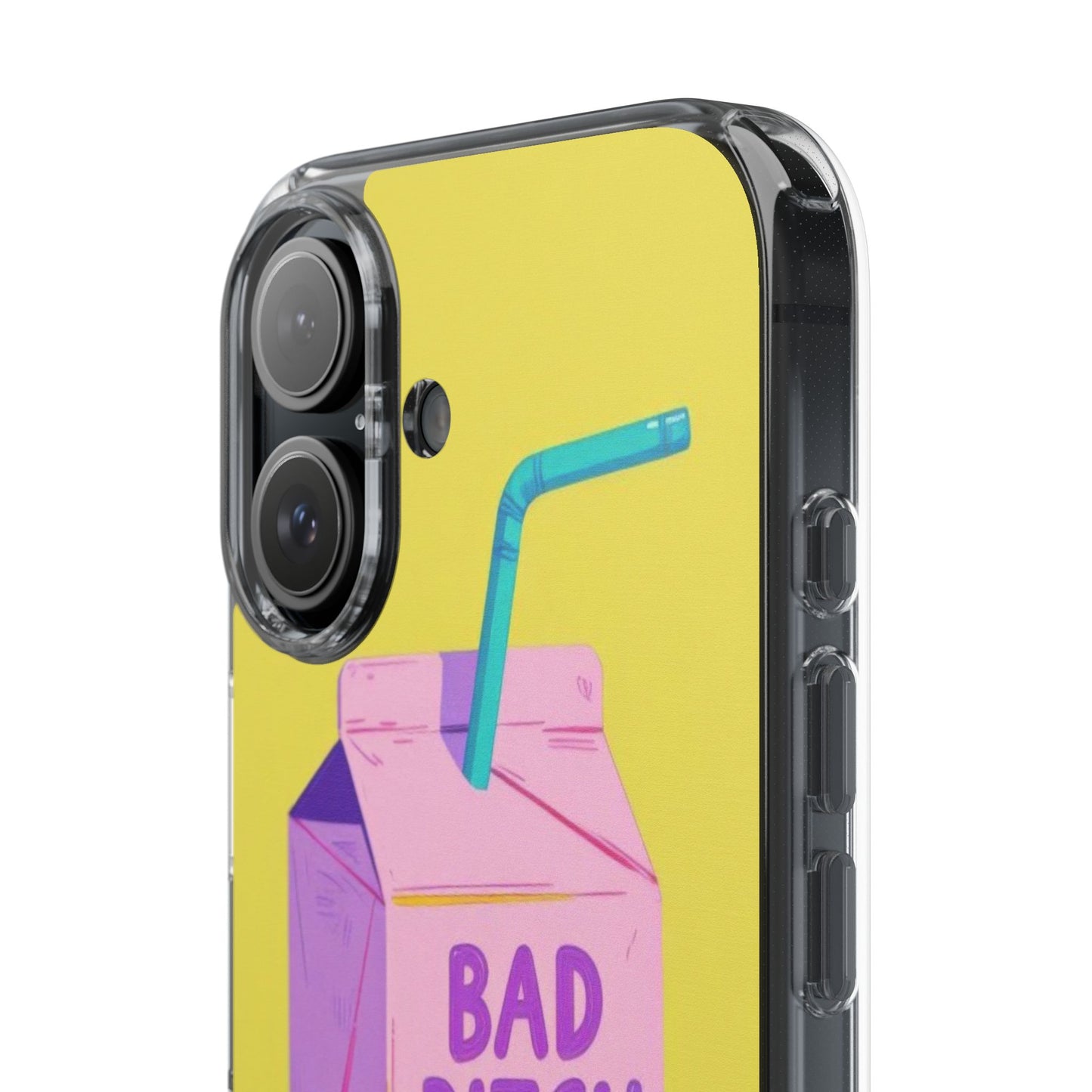 Clear Impact-Resistant Phone Case — "Bad Bitch Juice" Cartoon Juice Box Design