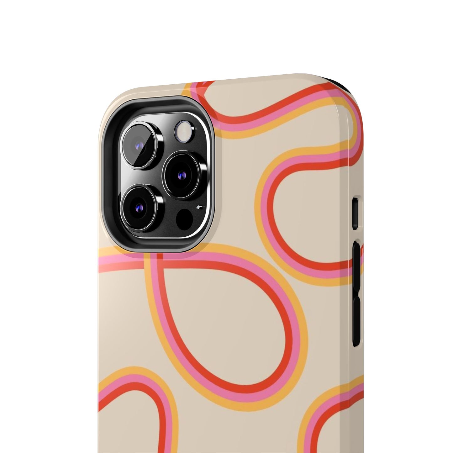 Retro Swirl Tough Phone Case — Beige Pink Orange Abstract Protection