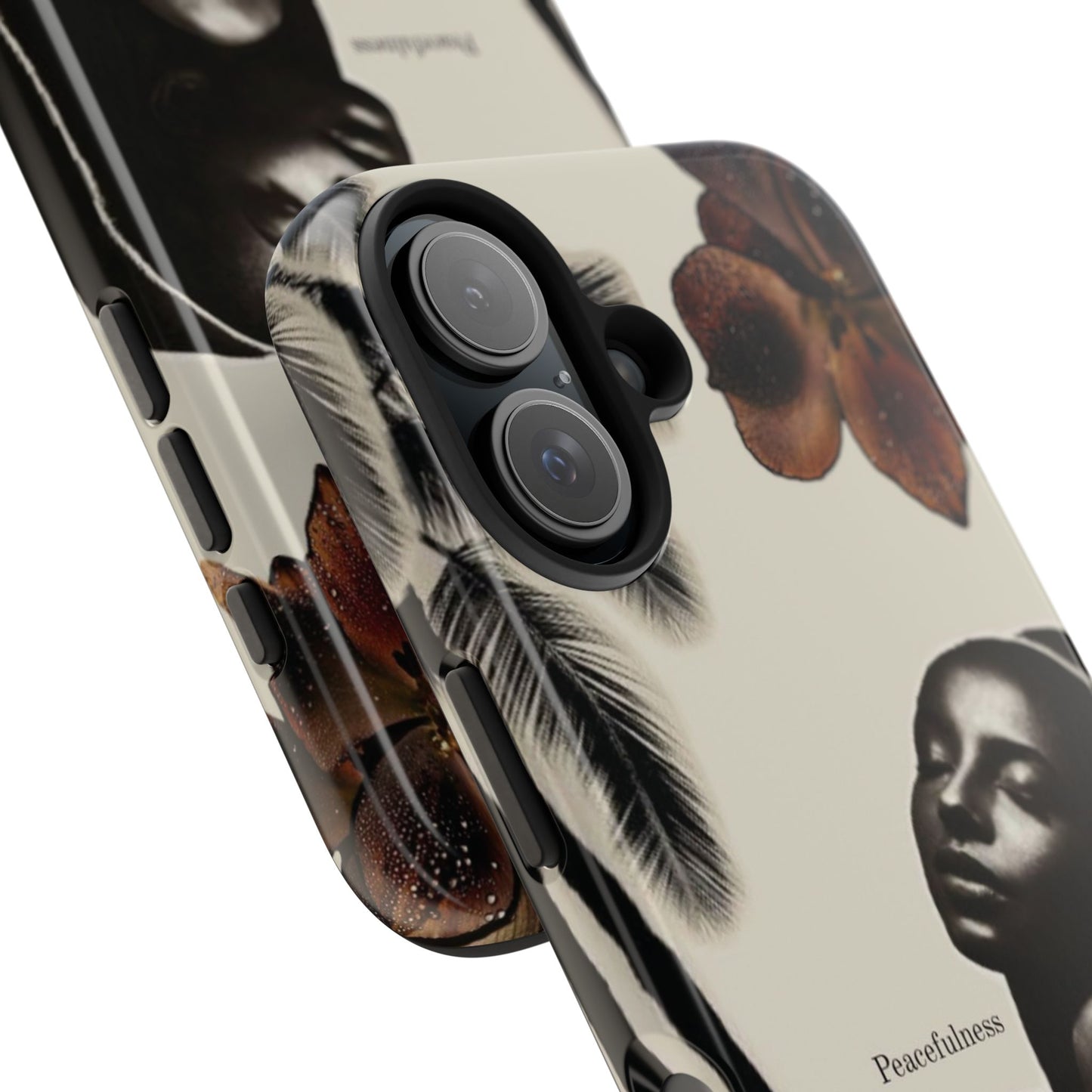 Tough Phone Case — "Peacefulness" Artistic Black Woman Floral Design