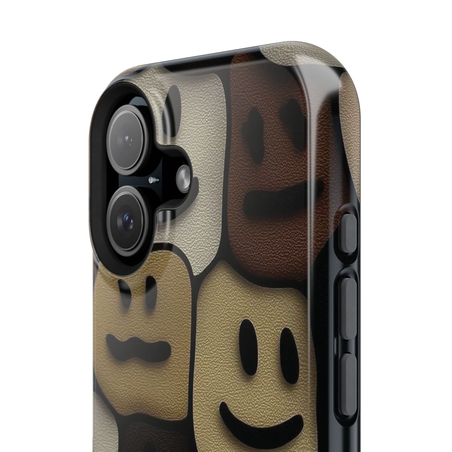 Magnetic Impact-Resistant Case — Brown Smiley Tile Phone Cover