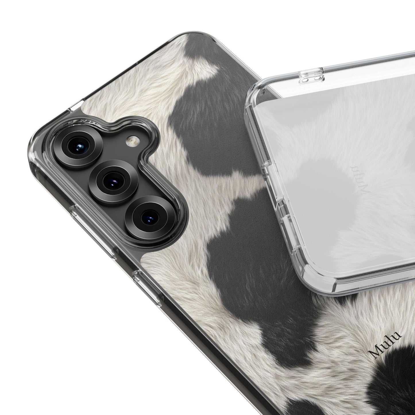 Cow Print Clear Impact Phone Case — Faux Fur Black & White Protection
