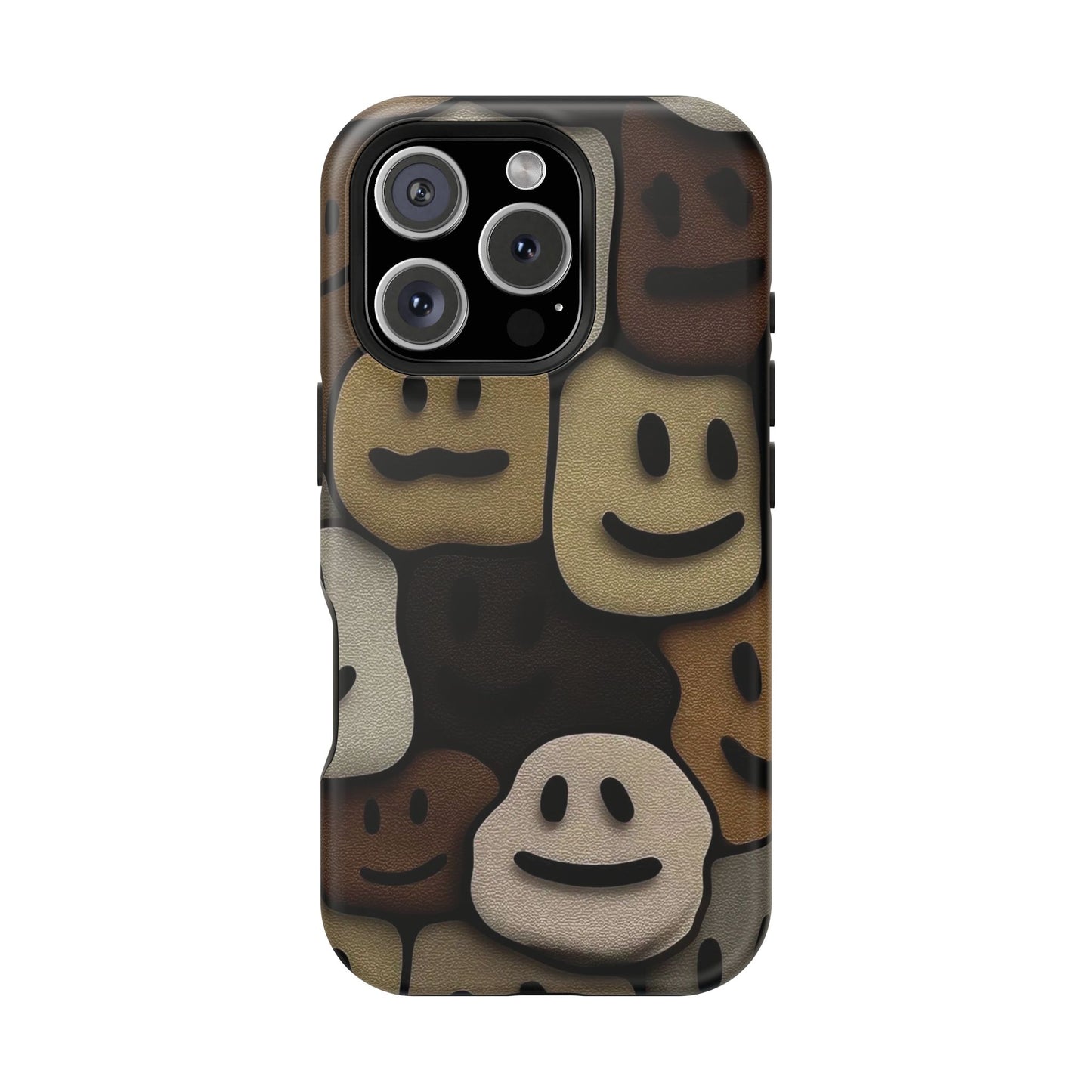Magnetic Impact-Resistant Case — Brown Smiley Tile Phone Cover