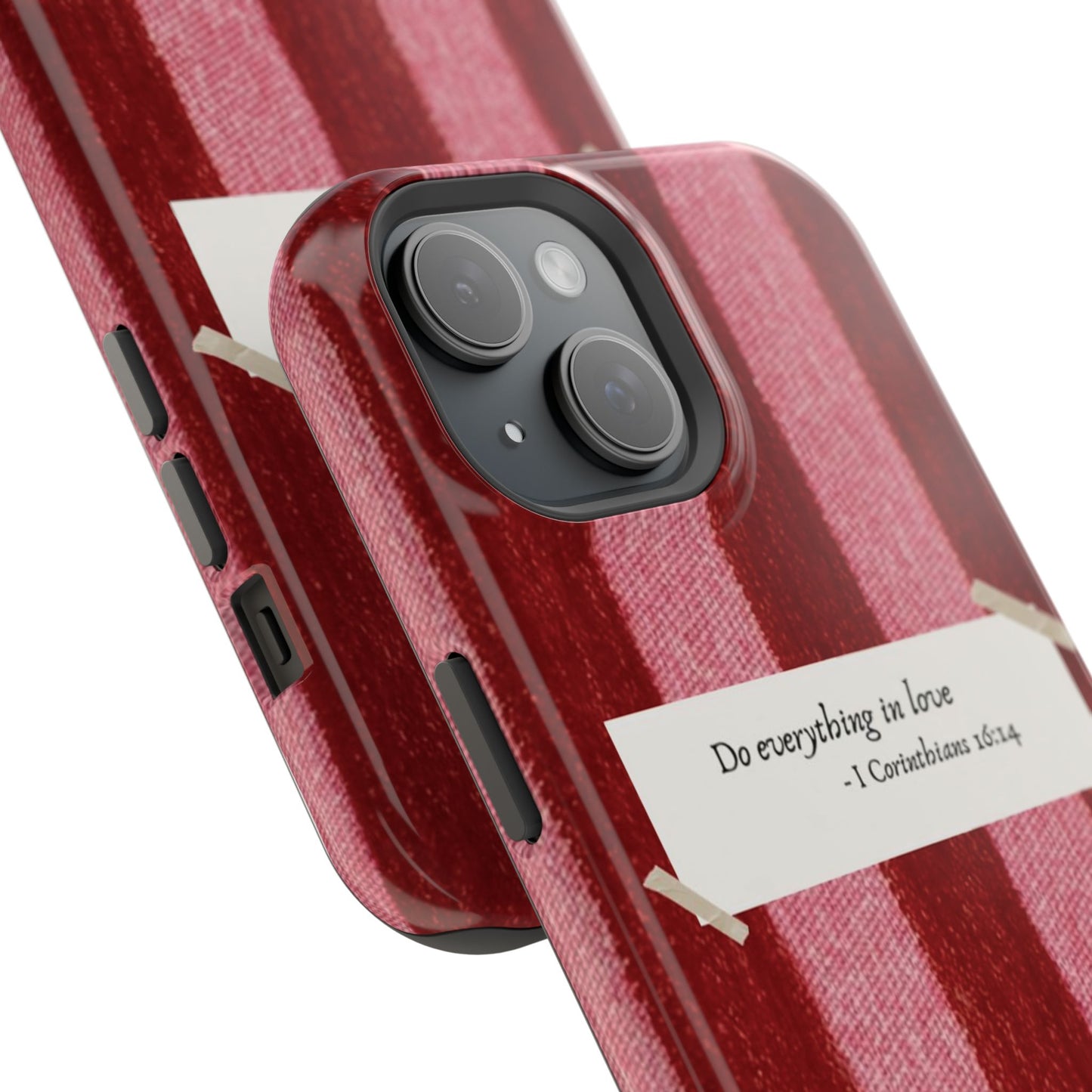 Christian Quote Red Stripe Phone Case — “Do everything in love” Magnetic Impact-Resistant Case