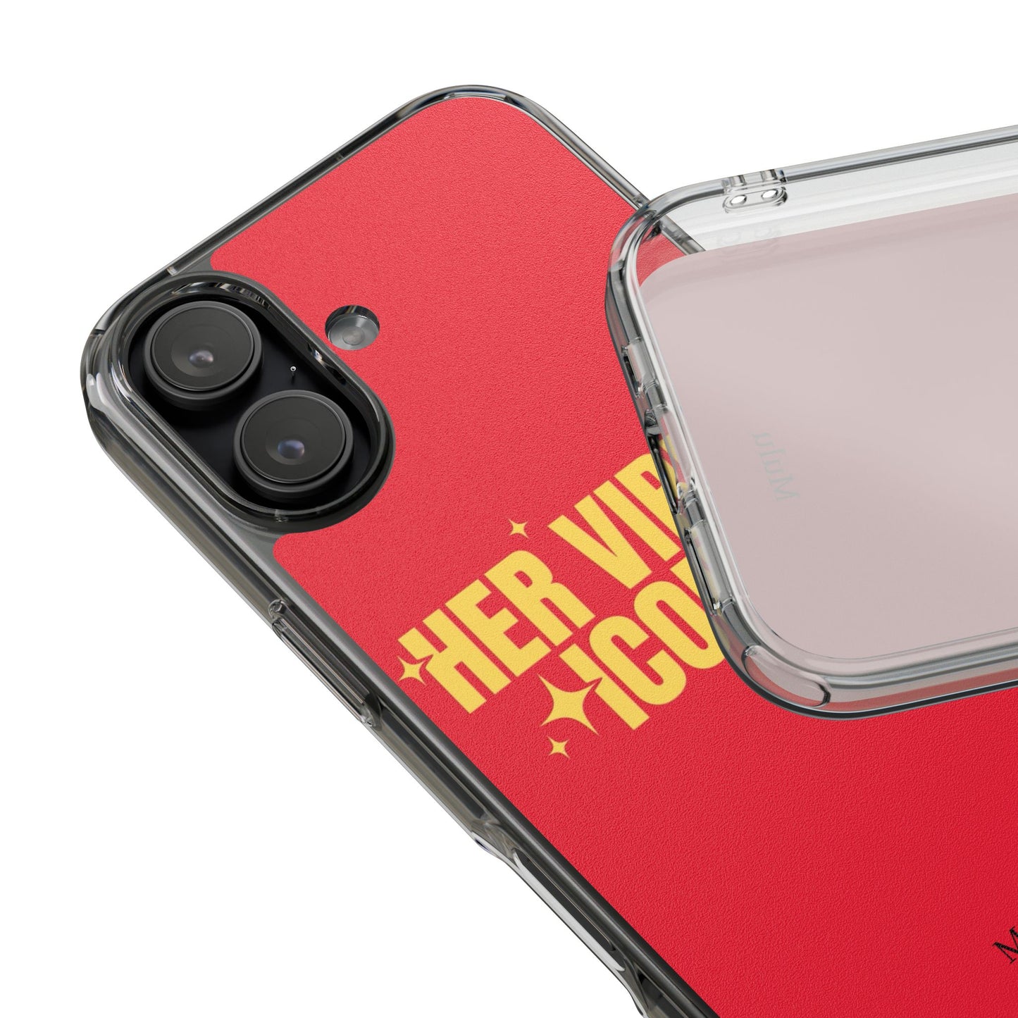 Clear Impact-Resistant Phone Case — "Her Vibe Is Iconic" Red Protective Cover