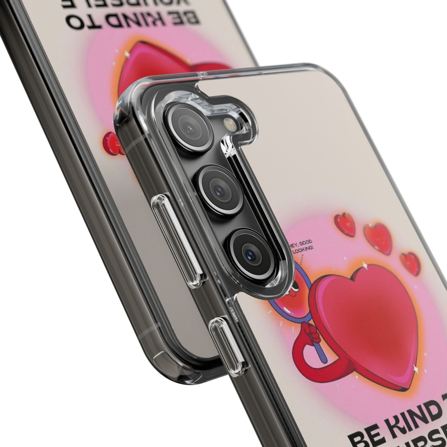 Clear Phone Case — "Be Kind to Yourself" Heart Design