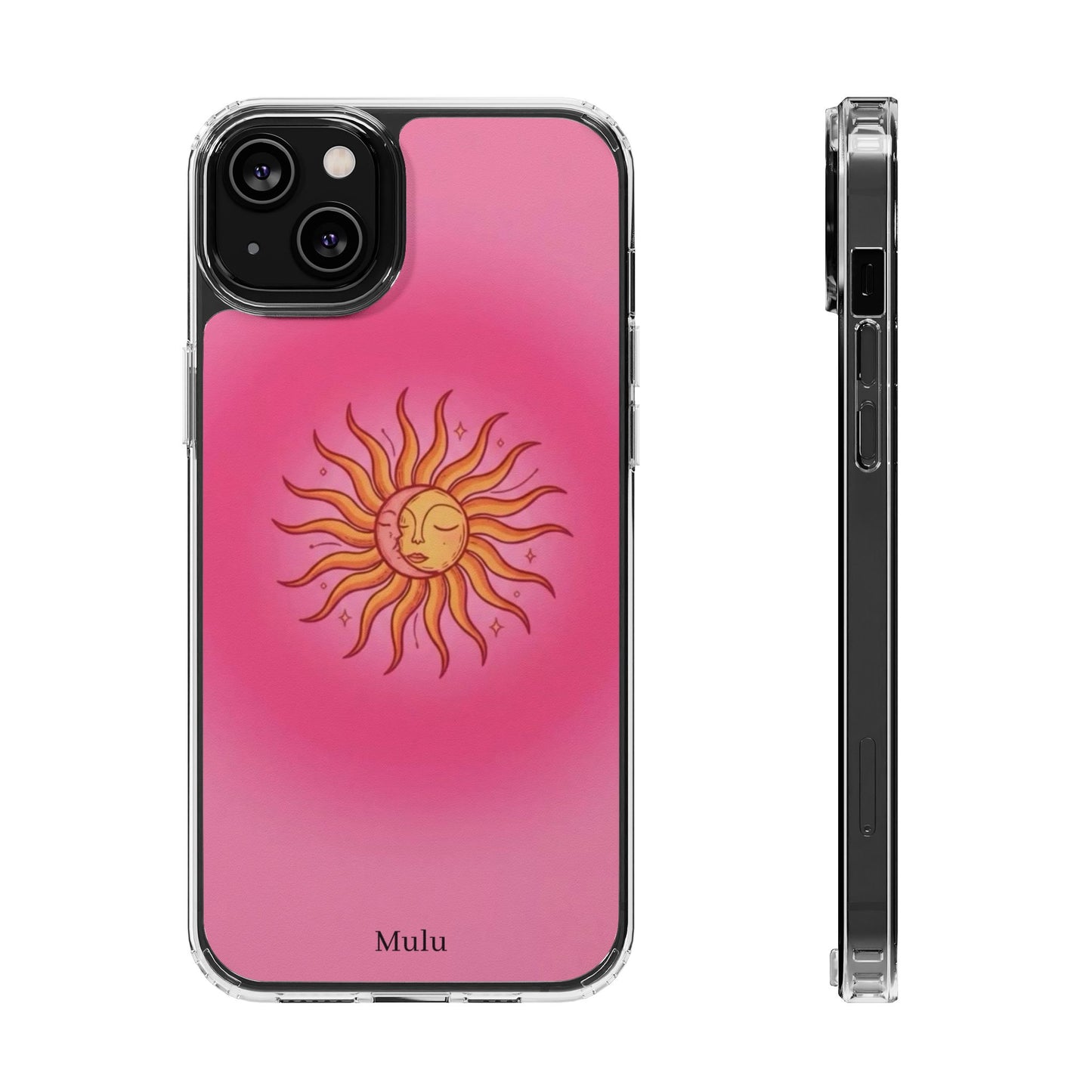 Pink Sun Phone Case — Radiant Sunburst Impact-Resistant Clear Case