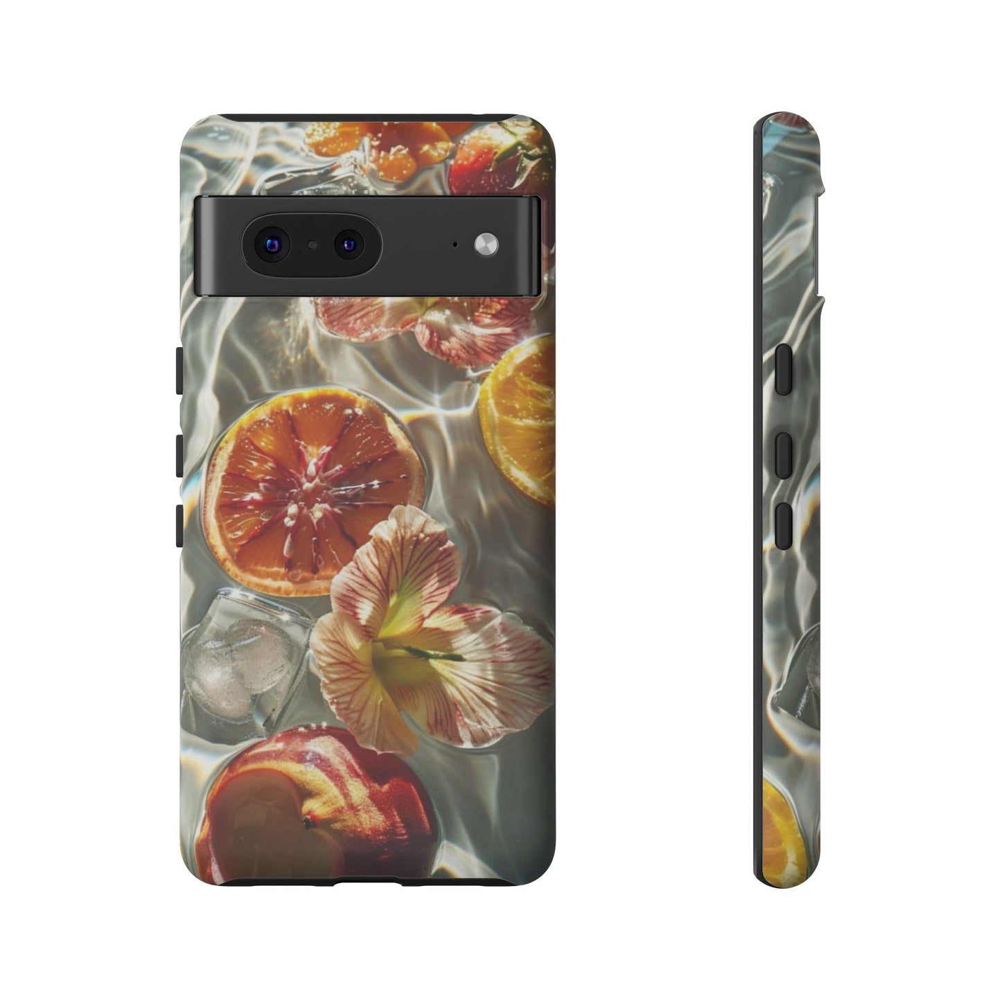 Citrus & Hibiscus Protective Phone Case – Summer Fruit Water Print Tough Case