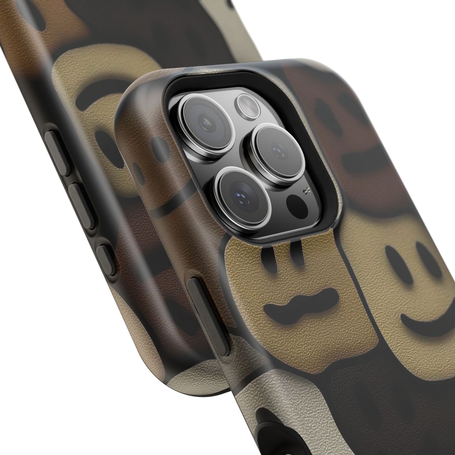 Magnetic Impact-Resistant Case — Brown Smiley Tile Phone Cover