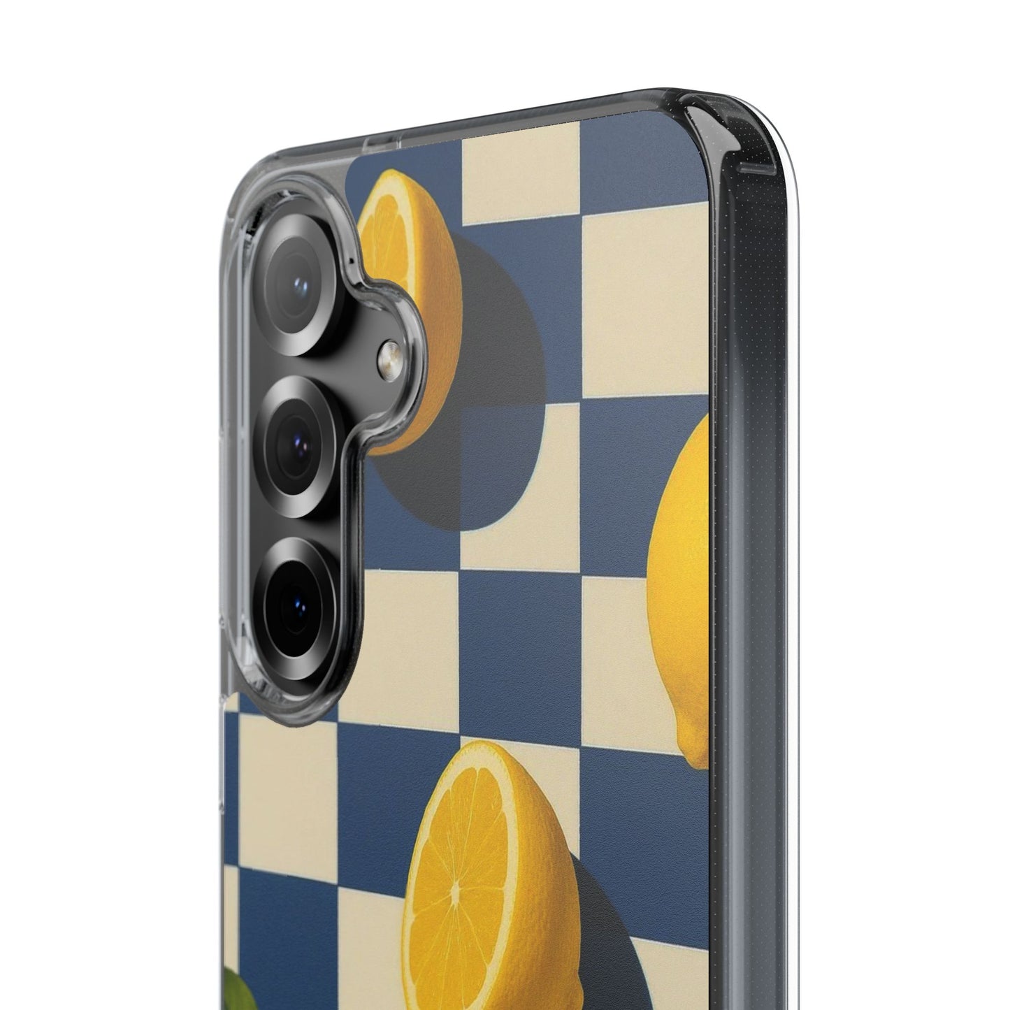 Clear Impact-Resistant Case — Retro Checkered Lemons Phone Case