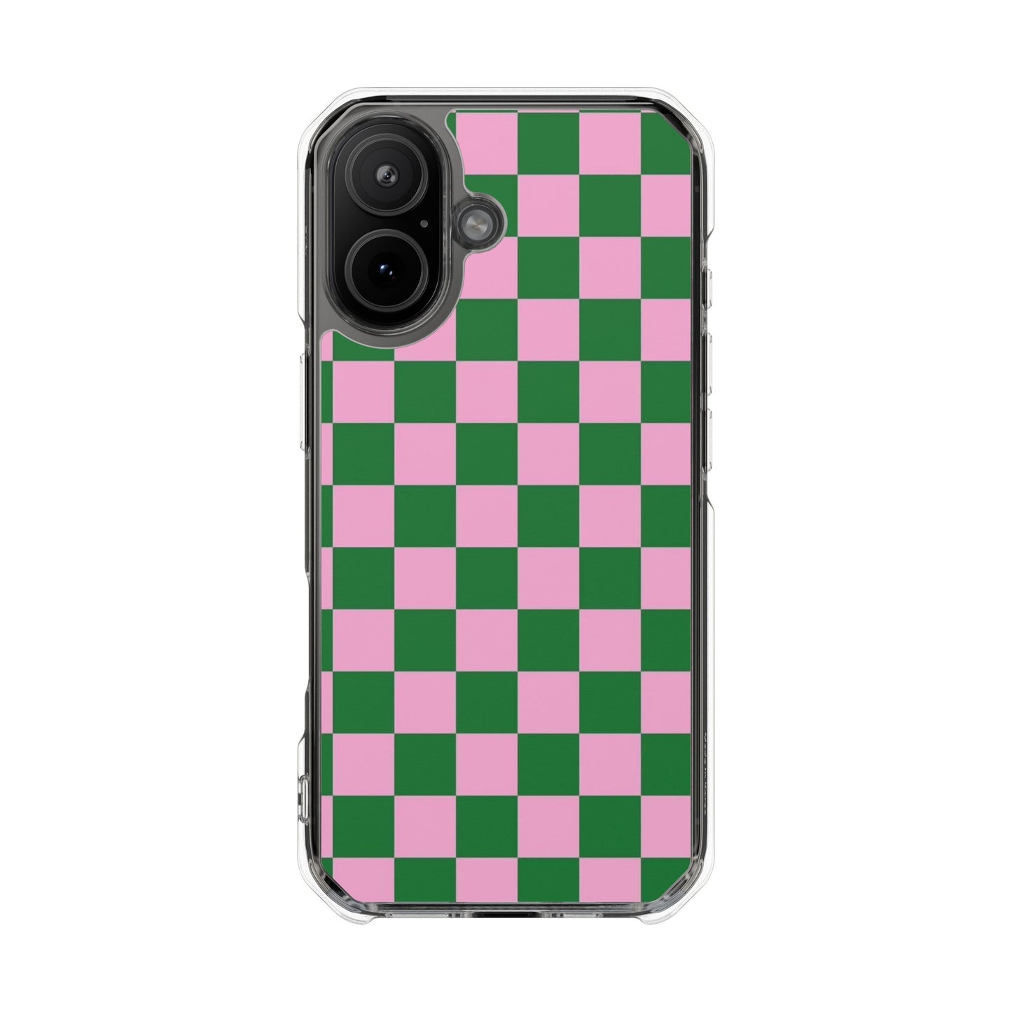 Pink & Green Checkerboard Magnetic Clear Phone Case
