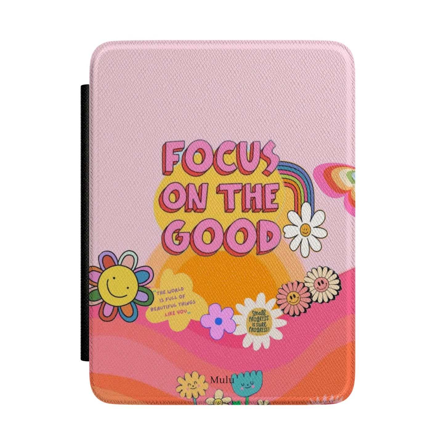 Kindle Case — "Focus on the Good" Retro Floral Protective Cover