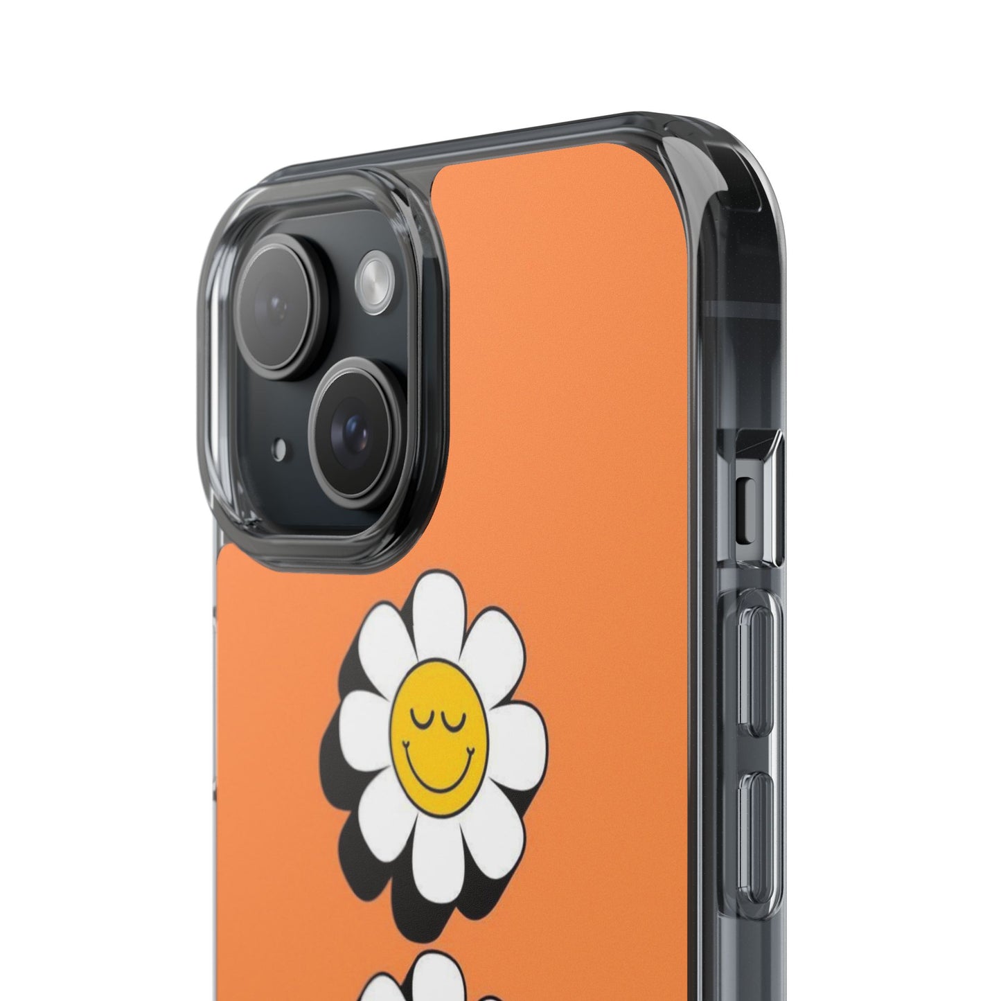 Phone Case — Orange Smiley Daisy Clear Impact‑Resistant Case