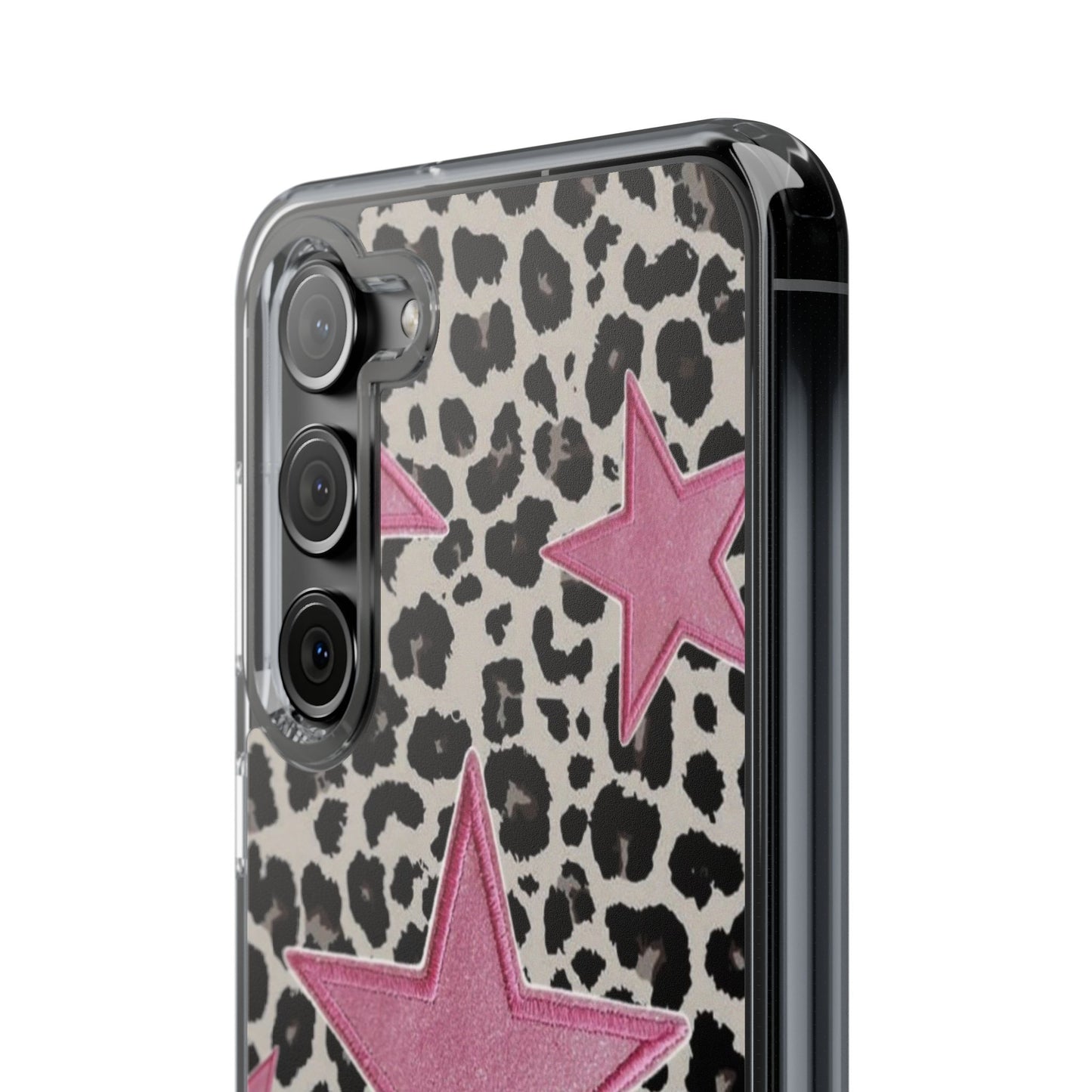 Pink Star Leopard Clear Impact Phone Case