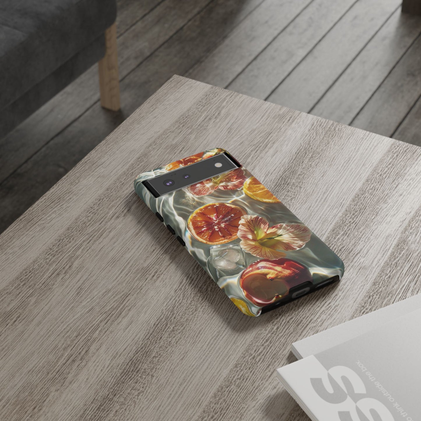 Citrus & Hibiscus Protective Phone Case – Summer Fruit Water Print Tough Case
