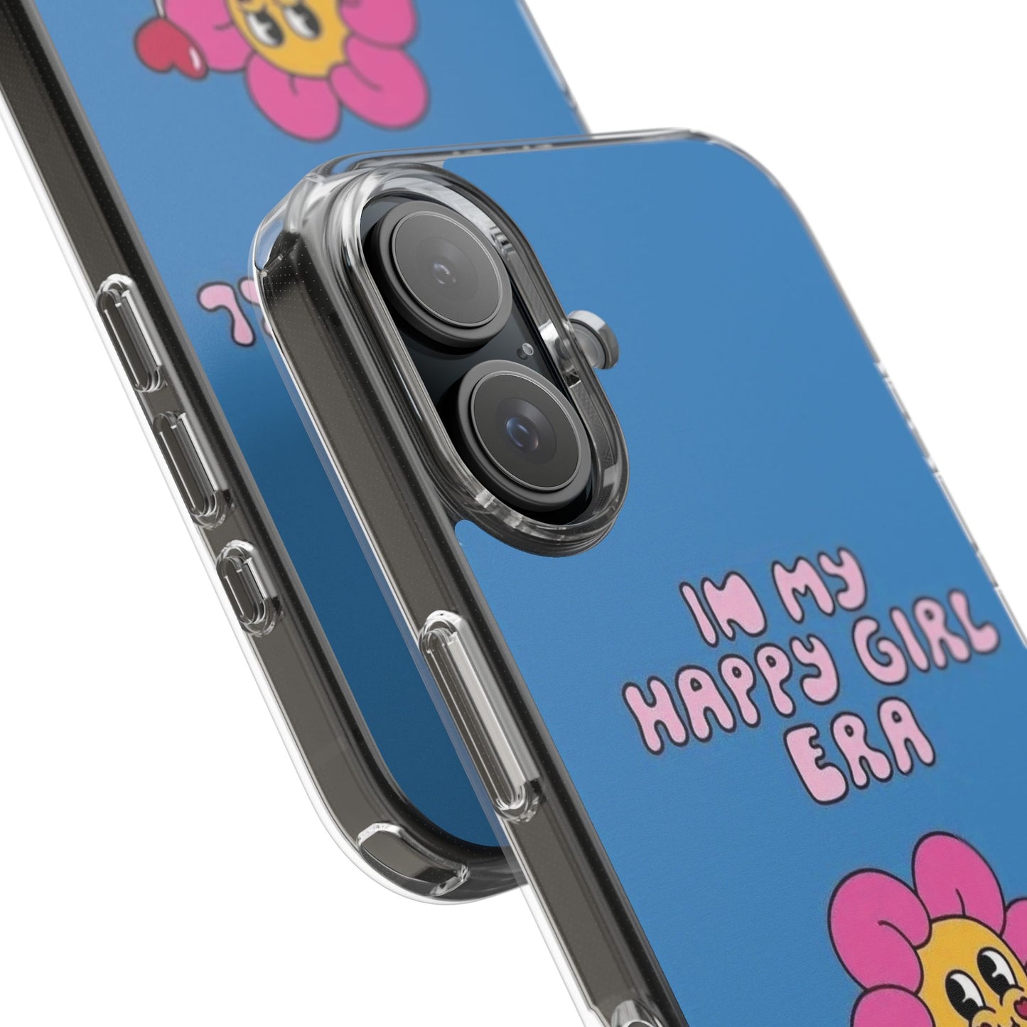 Clear Impact-Resistant Phone Case — “I’m My Happy Girl Era” Cute Flower Design