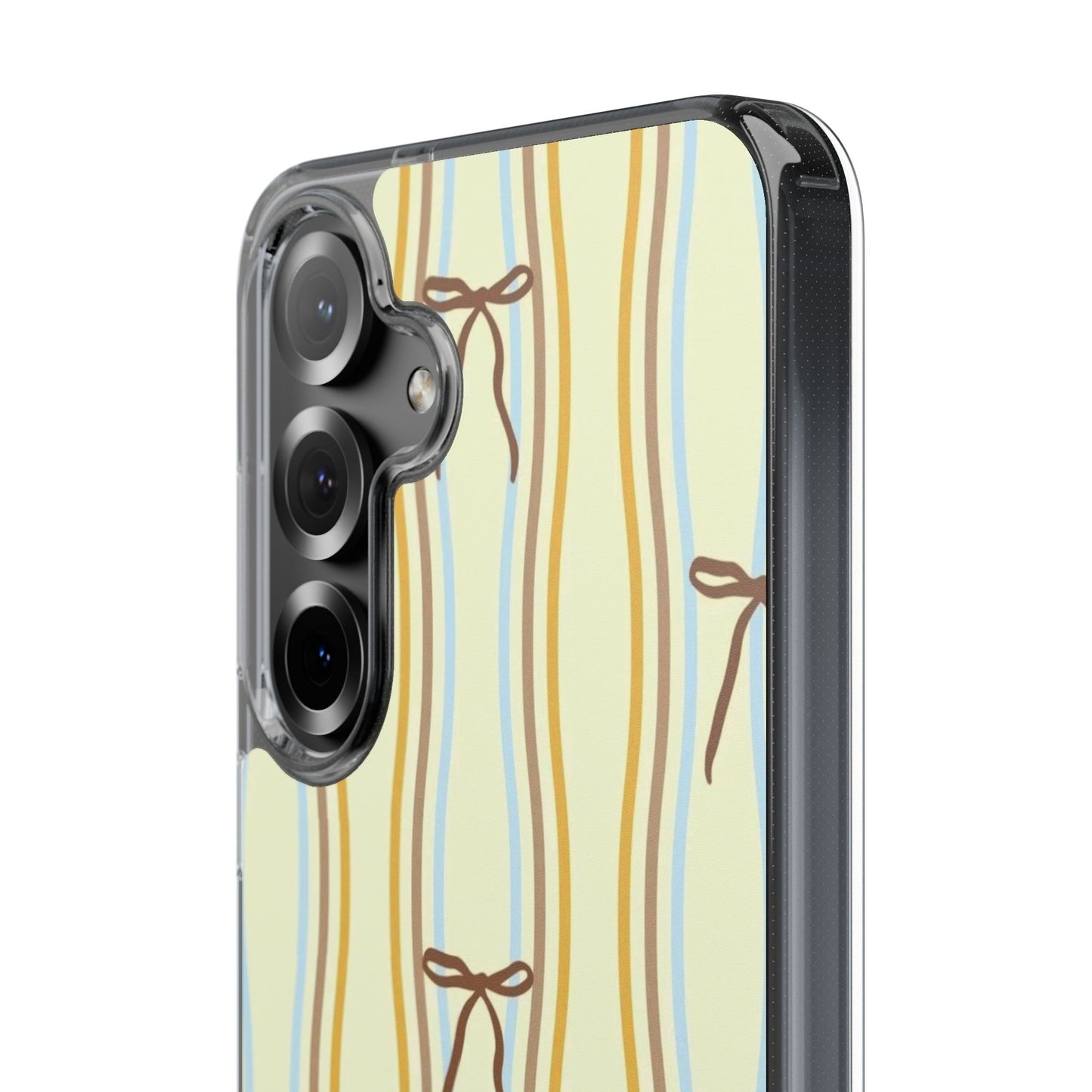 Ballet Ribbon Stripe Clear Impact Phone Case — Pastel Yellow Protective Cover