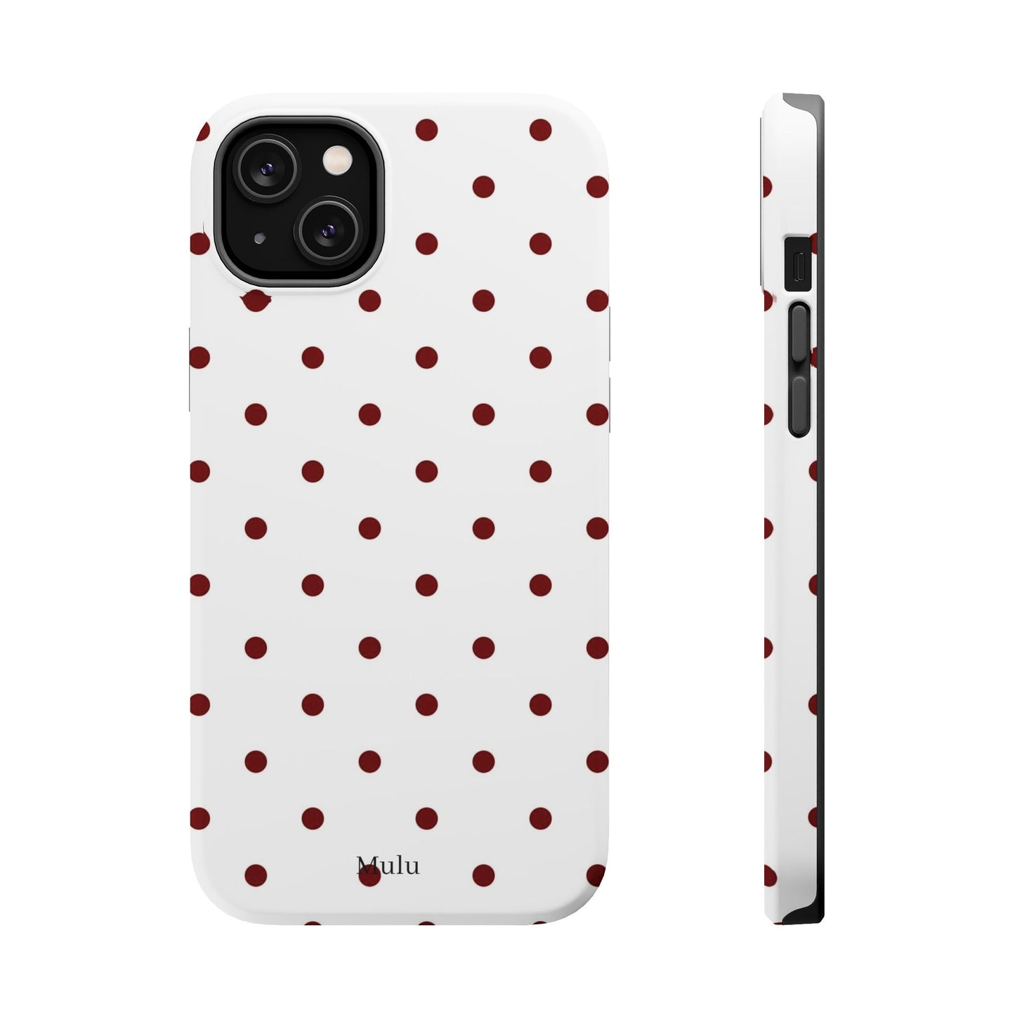 Polka Dot Magnetic Impact-Resistant Phone Case — Red Dots on White
