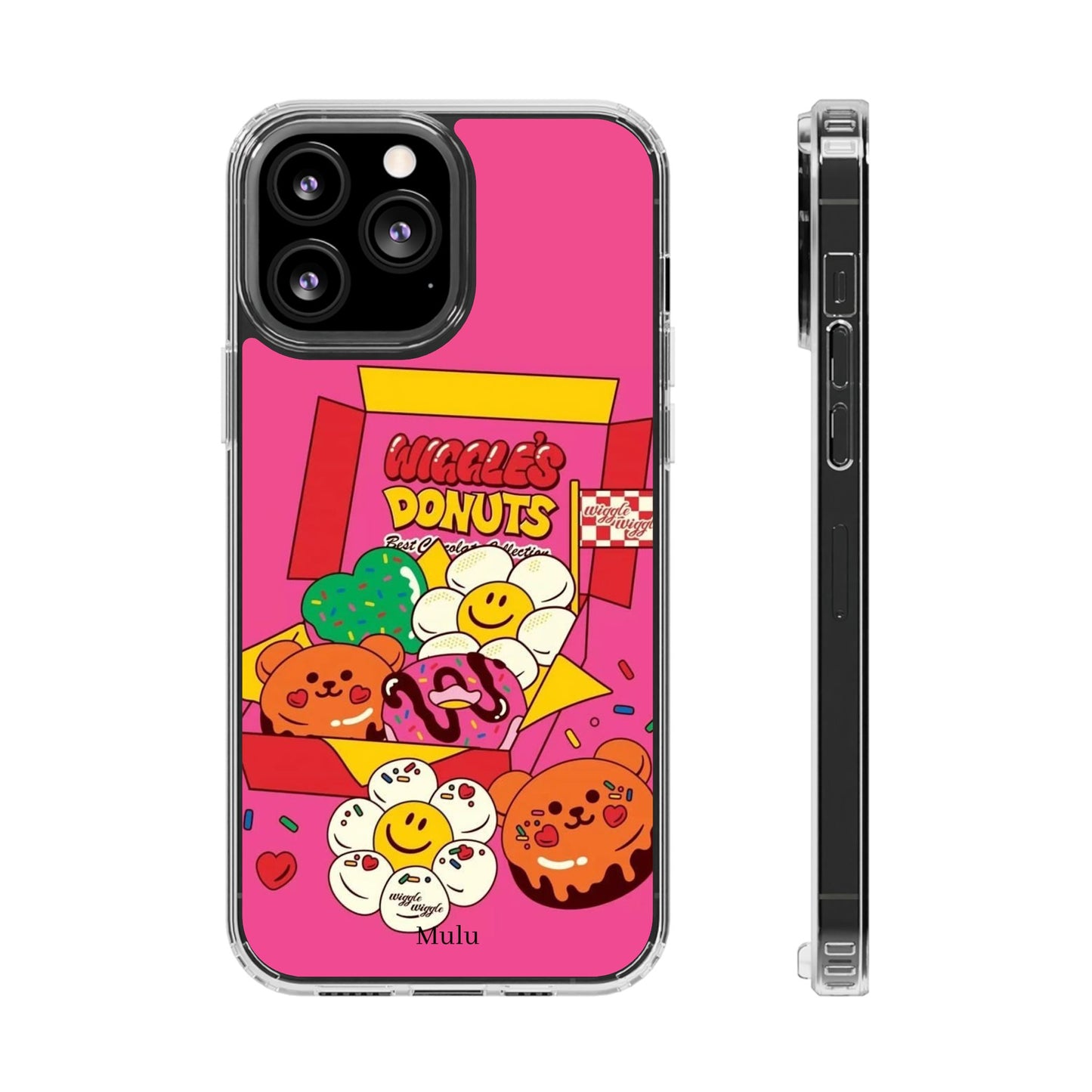 Donut Box Cute Phone Case — Clear Impact‑Resistant iPhone Cover with Smiling Donuts