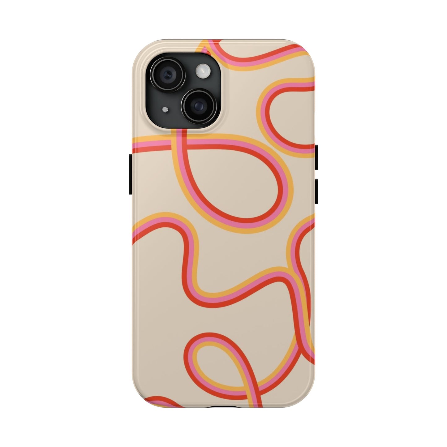 Retro Swirl Tough Phone Case — Beige Pink Orange Abstract Protection