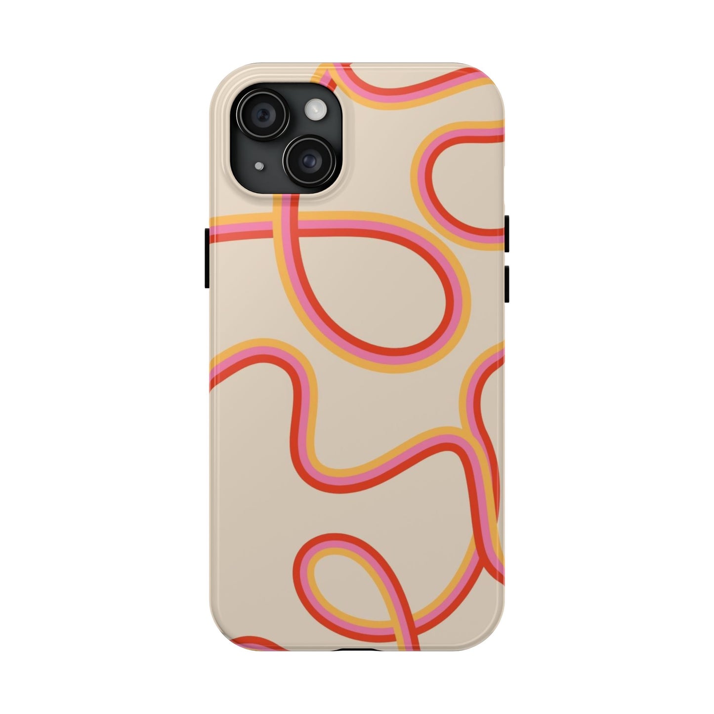 Retro Swirl Tough Phone Case — Beige Pink Orange Abstract Protection