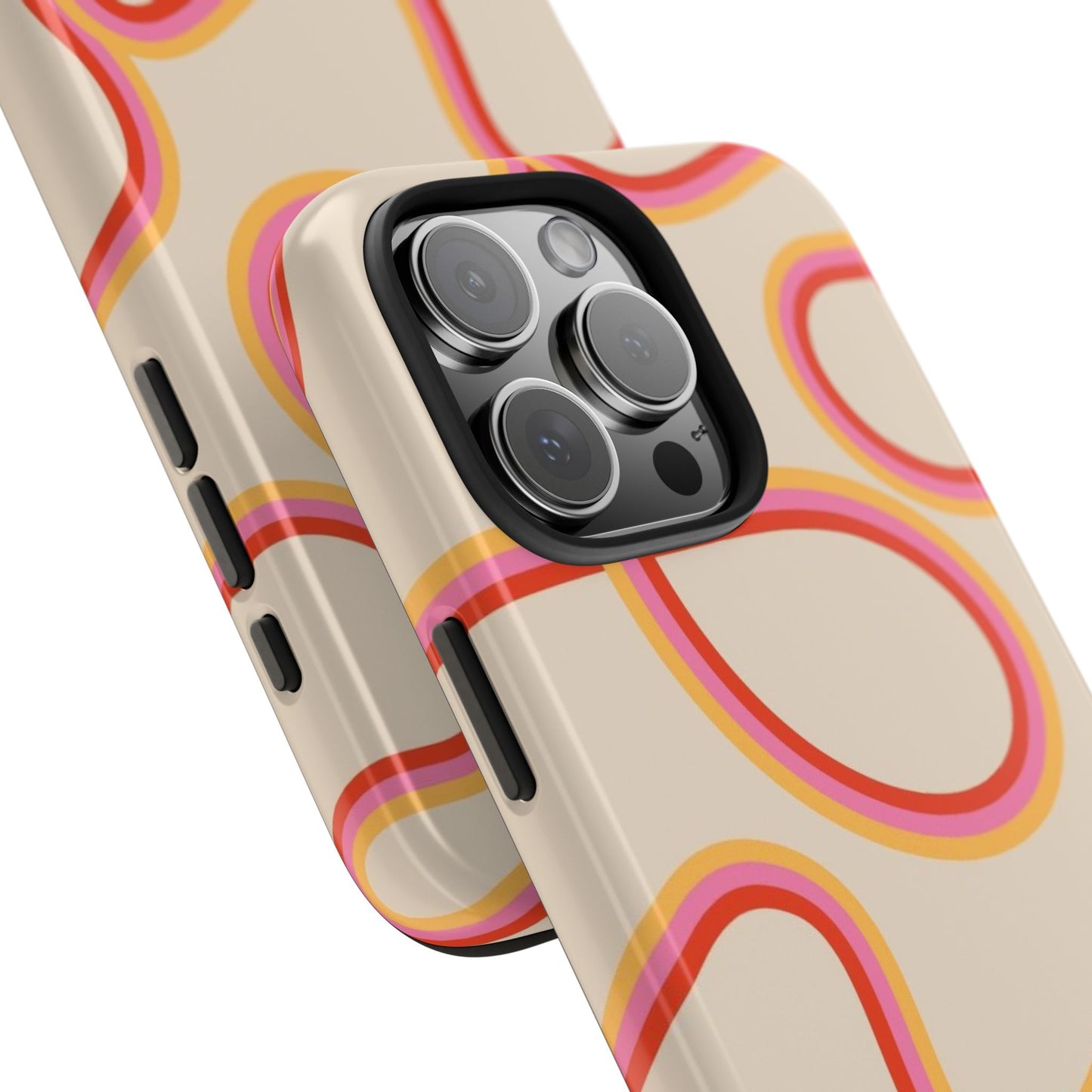 Retro Swirl Tough Phone Case — Beige Pink Orange Abstract Protection