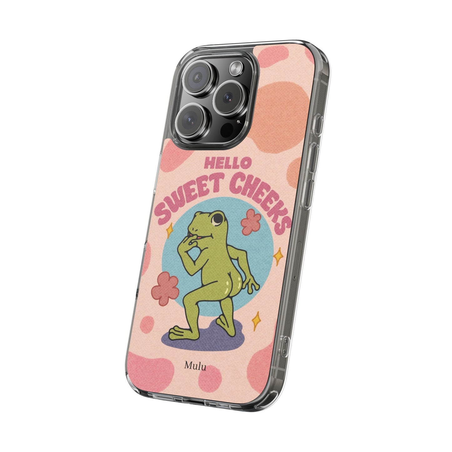 Clear Impact Phone Case — "Hello Sweet Cheeks" Retro Frog Design