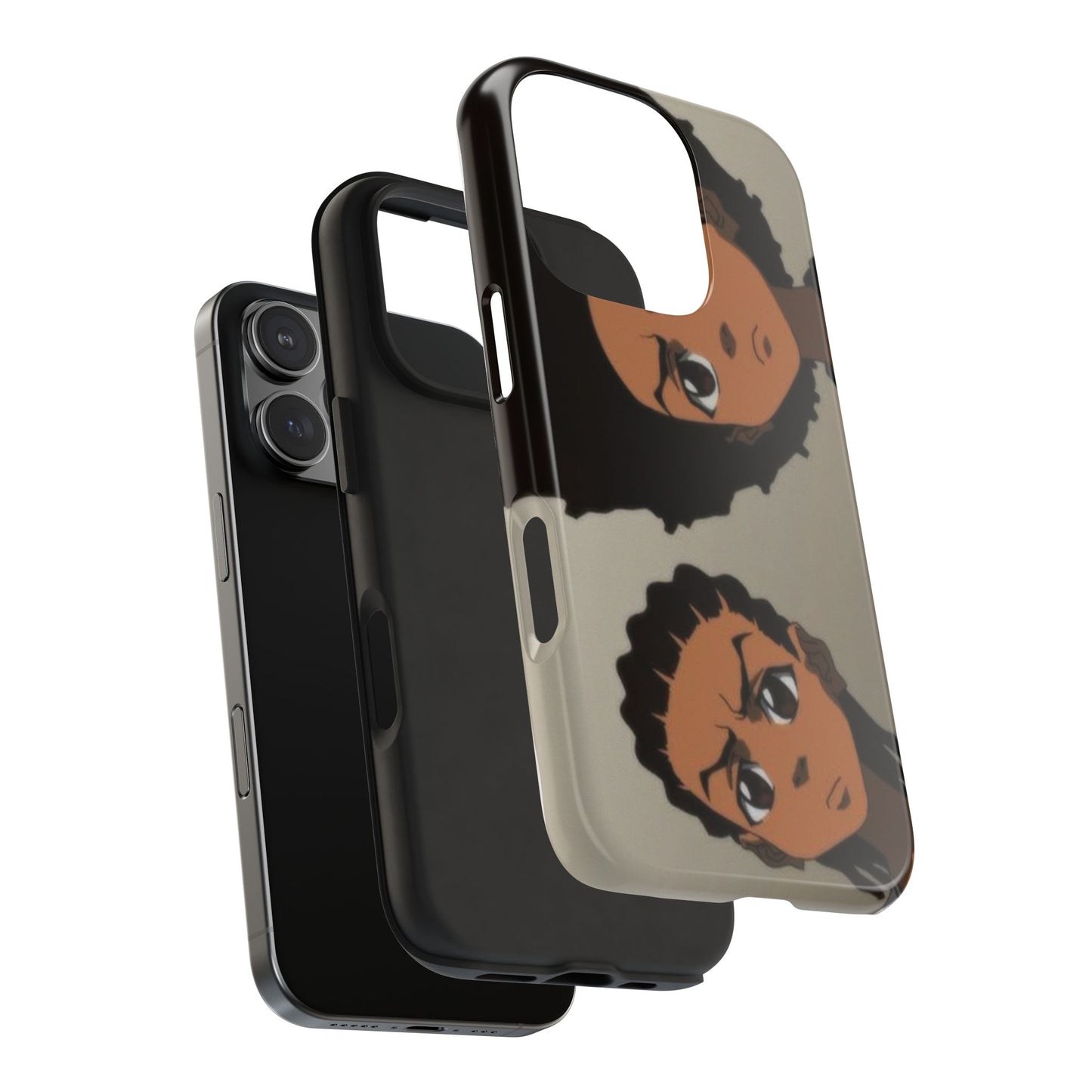 Tough Phone Case — Afro Anime Duo Face Design, Protective Shockproof Cover