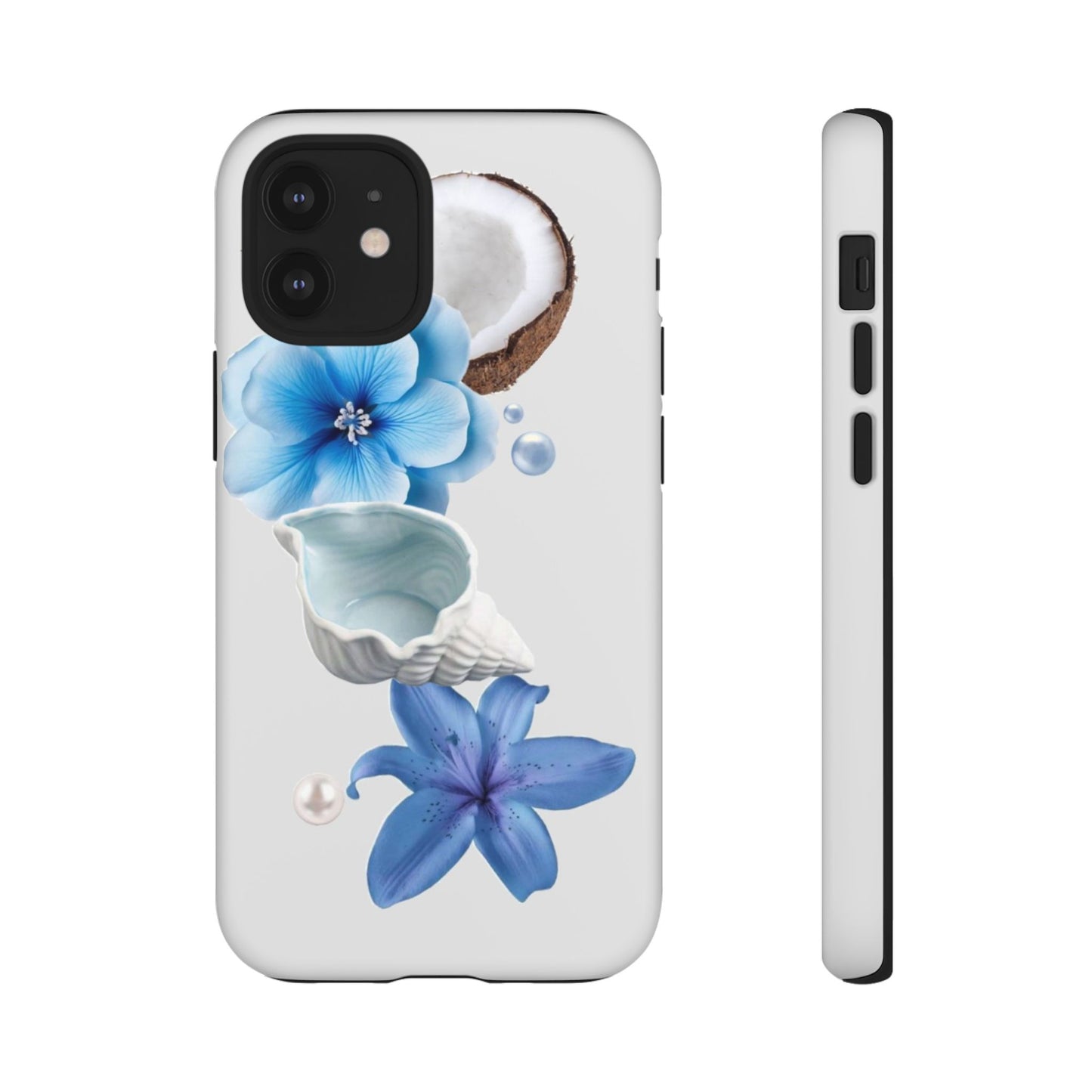 Tropical Blue Floral Phone Case — Coconut, Shell & Starfish Design