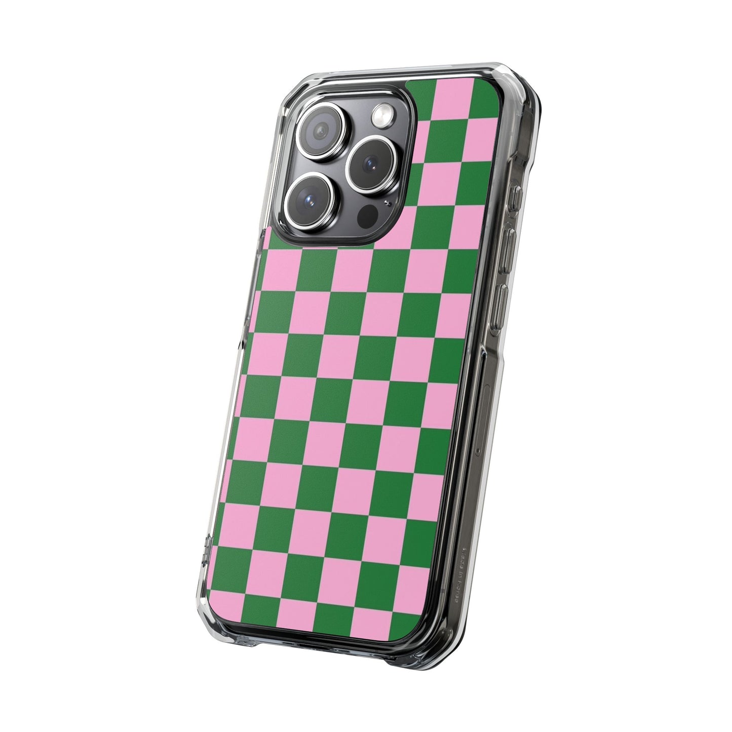 Pink & Green Checkerboard Magnetic Clear Phone Case