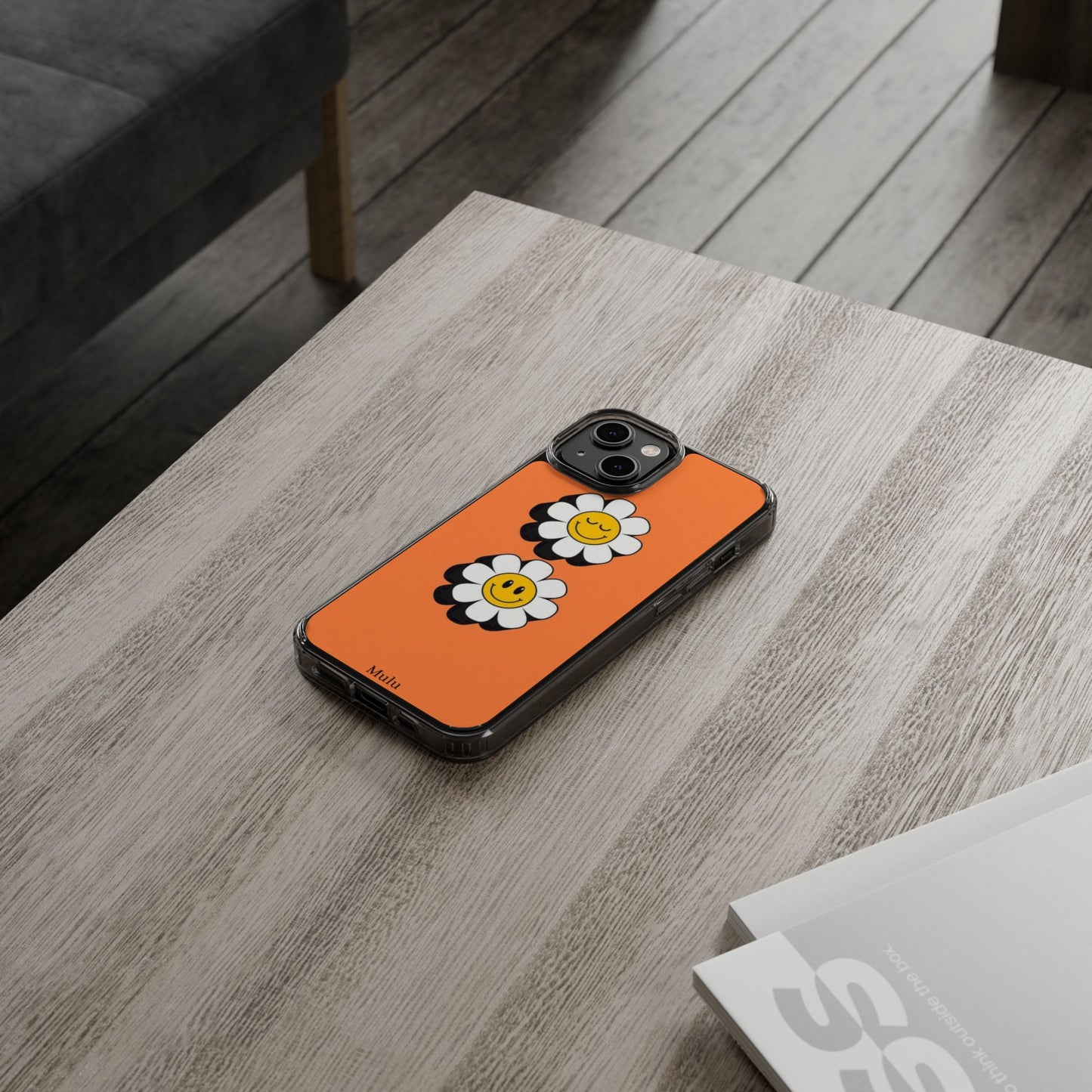 Phone Case — Orange Smiley Daisy Clear Impact‑Resistant Case