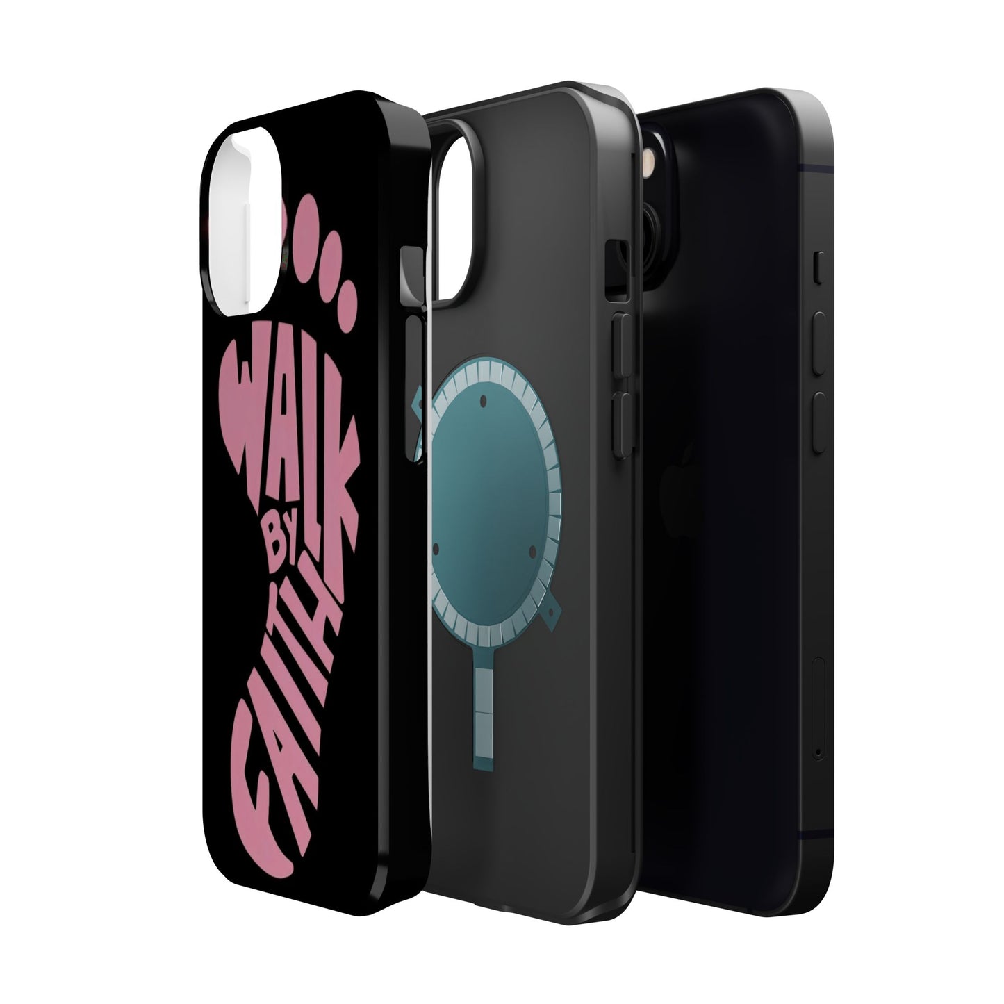Phone Case — "Walk By Faith" Pink Footprint Magnetic Impact-Resistant Case