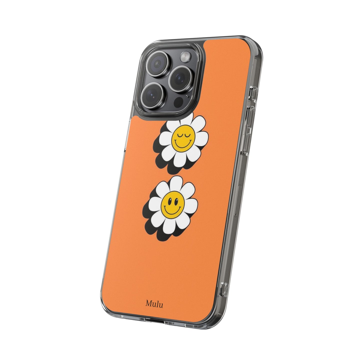 Phone Case — Orange Smiley Daisy Clear Impact‑Resistant Case