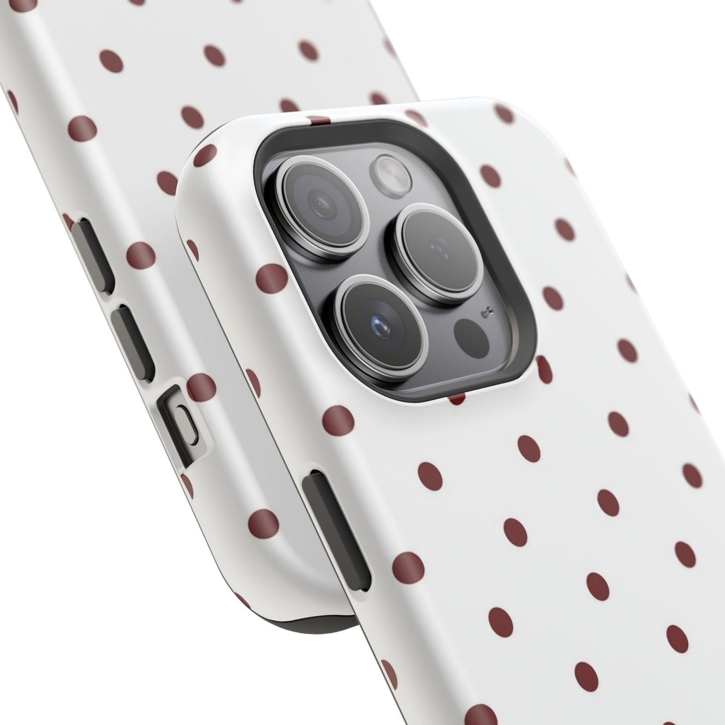 Polka Dot Magnetic Impact-Resistant Phone Case — Red Dots on White