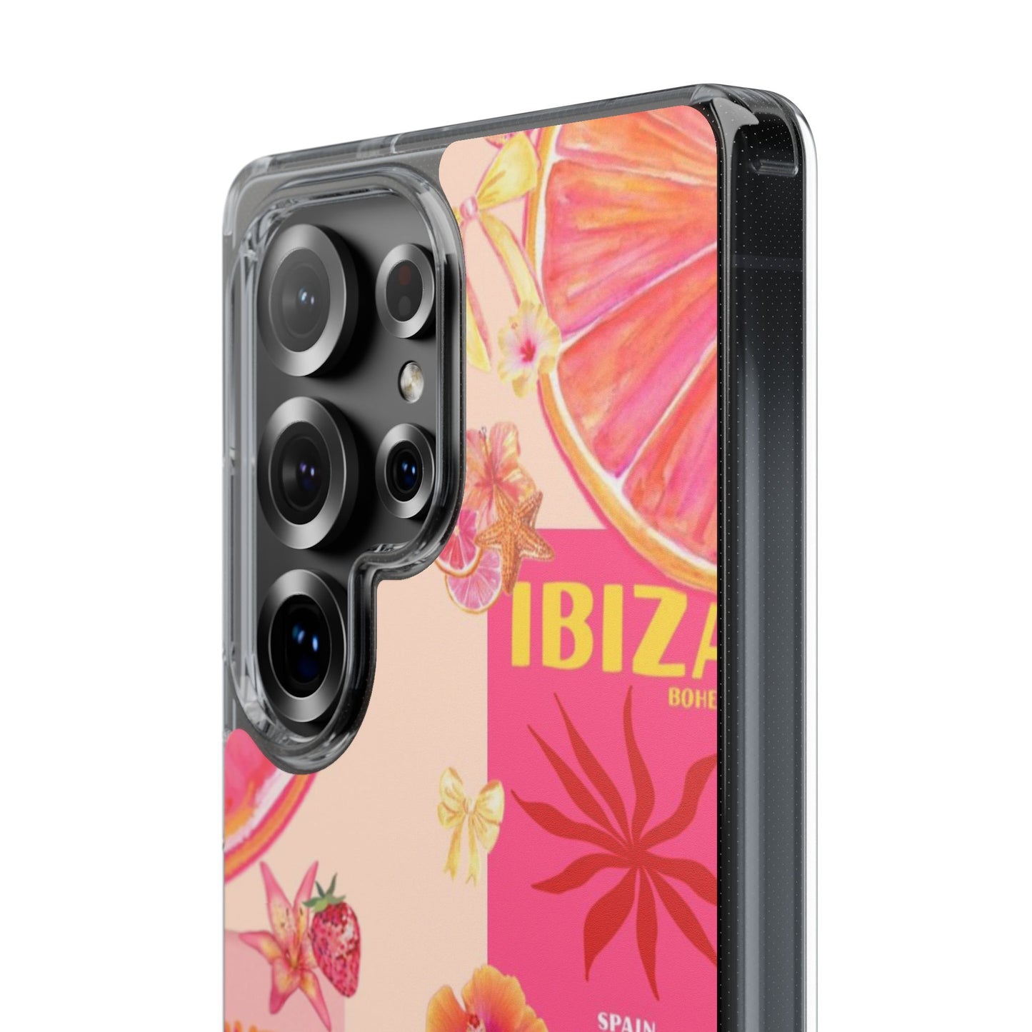 Clear Impact Phone Case — Pink Ibiza Citrus Floral Design