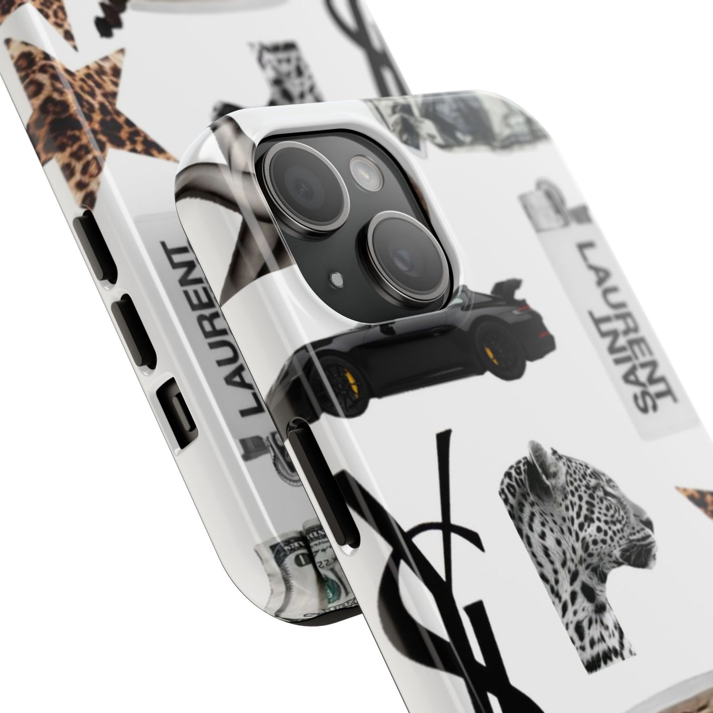 Tough Phone Case — Luxe Fashion Collage with Leopard, Martini & Kiss Print