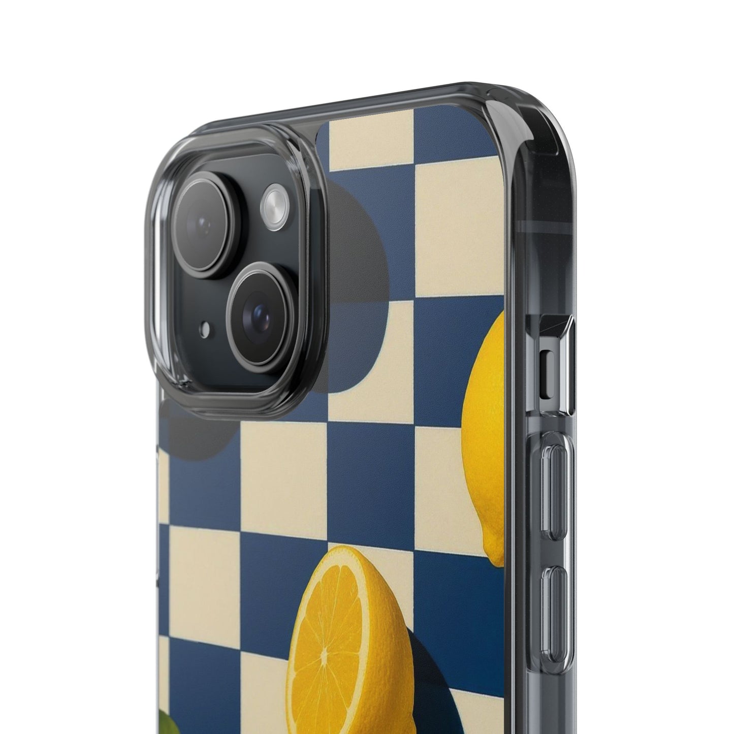 Clear Impact-Resistant Case — Retro Checkered Lemons Phone Case