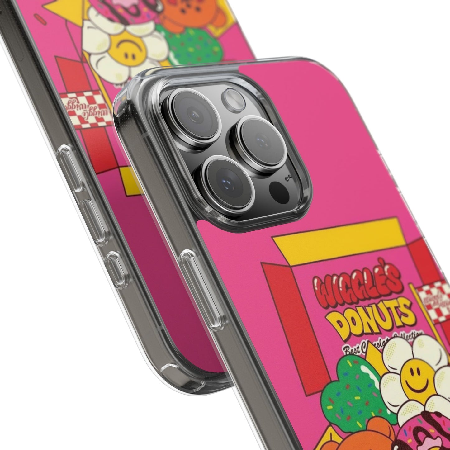 Donut Box Cute Phone Case — Clear Impact‑Resistant iPhone Cover with Smiling Donuts