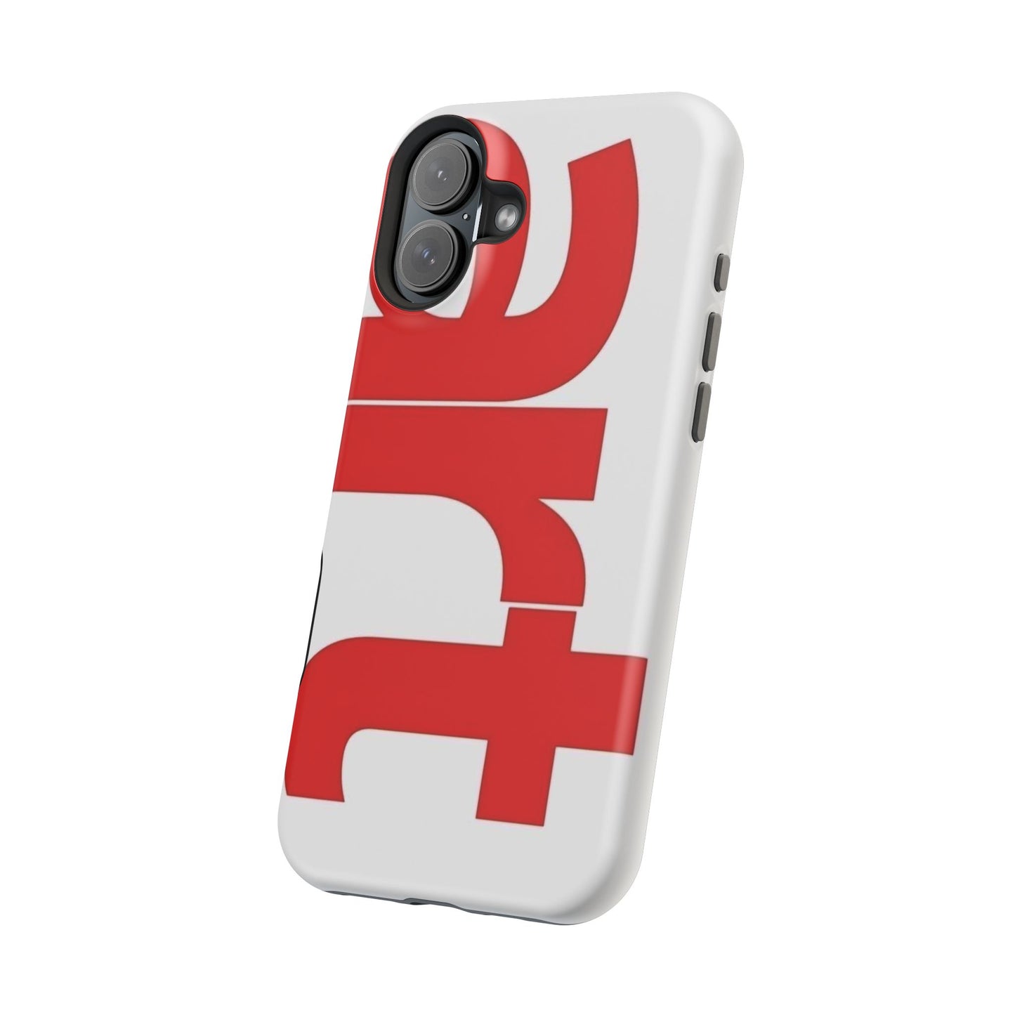 Magnetic Impact-Resistant Phone Case — Bold Red Typographic Design