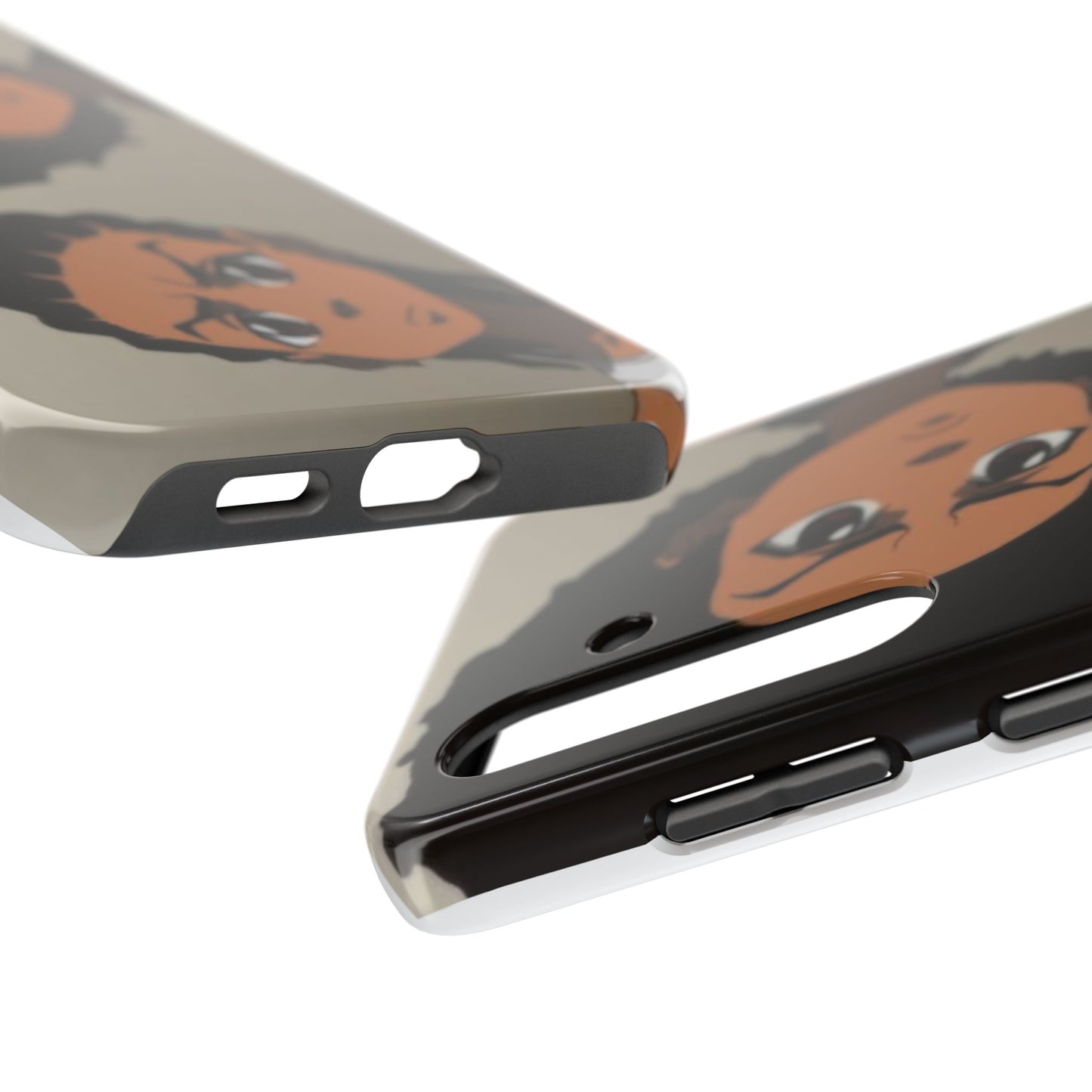 Tough Phone Case — Afro Anime Duo Face Design, Protective Shockproof Cover