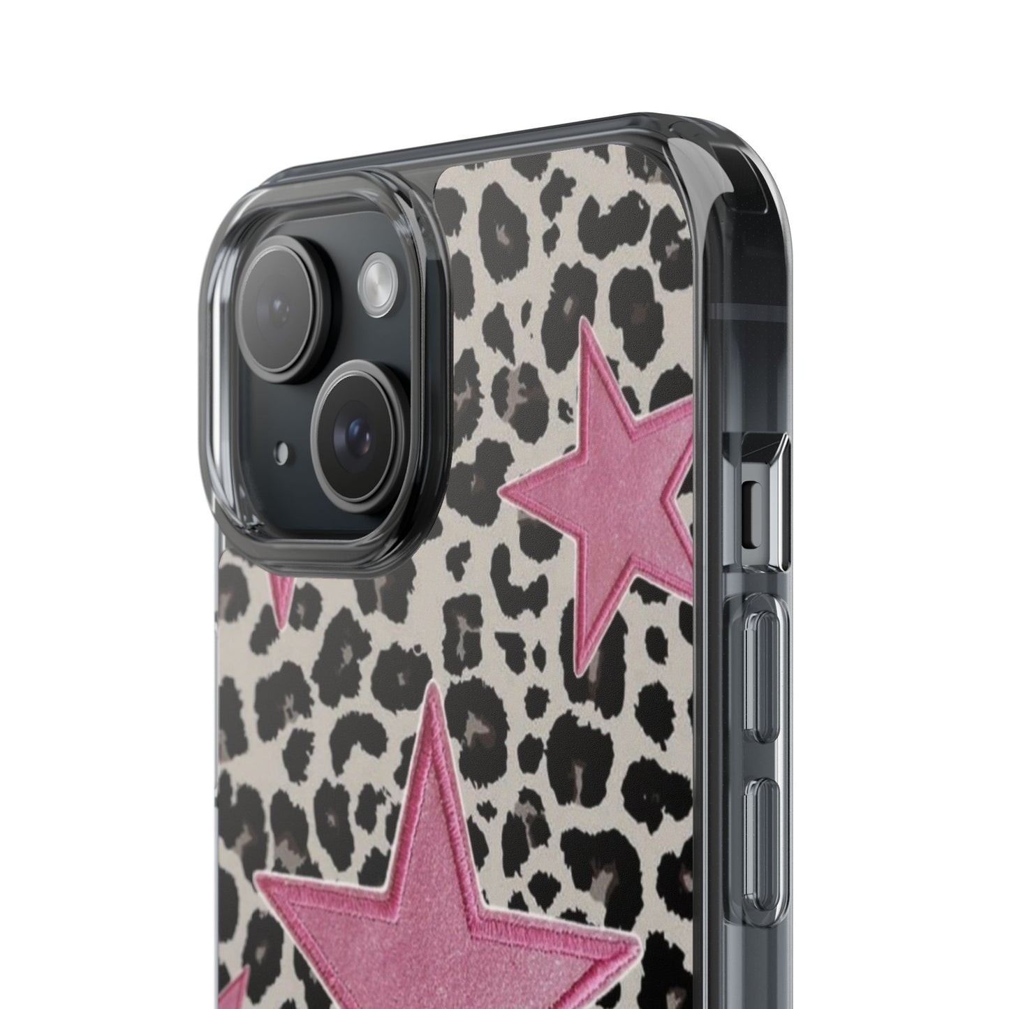 Pink Star Leopard Clear Impact Phone Case