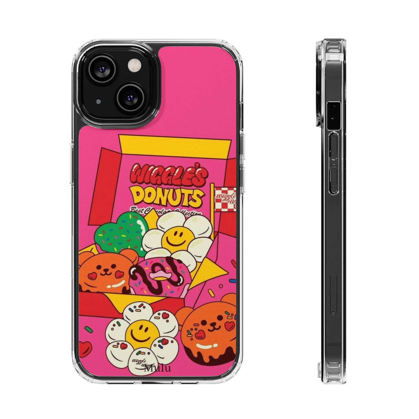 Donut Box Cute Phone Case — Clear Impact‑Resistant iPhone Cover with Smiling Donuts