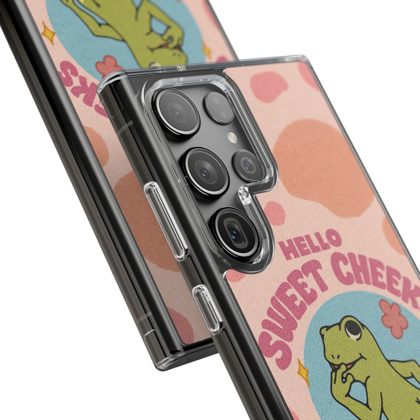 Clear Impact Phone Case — "Hello Sweet Cheeks" Retro Frog Design