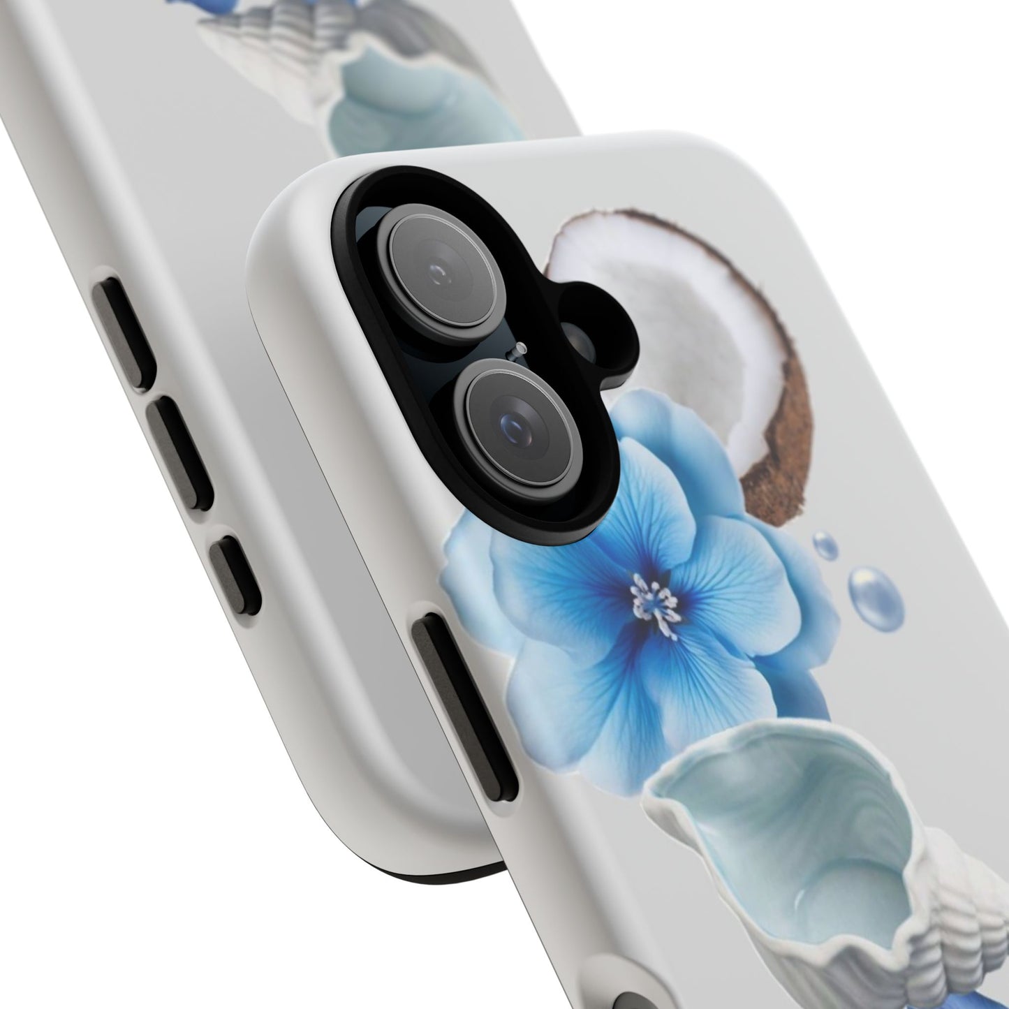 Tropical Blue Floral Phone Case — Coconut, Shell & Starfish Design