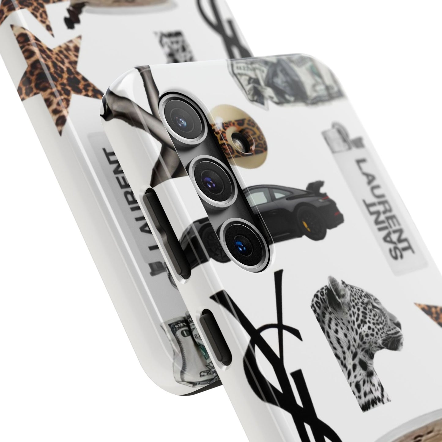 Tough Phone Case — Luxe Fashion Collage with Leopard, Martini & Kiss Print