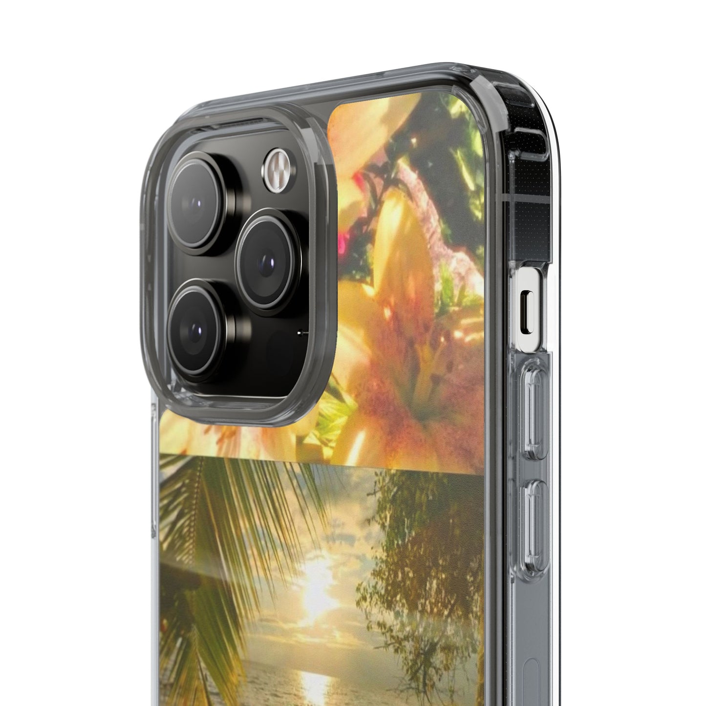 Tropical Sunset Phone Case — Floral Surfboard Clear iPhone Case