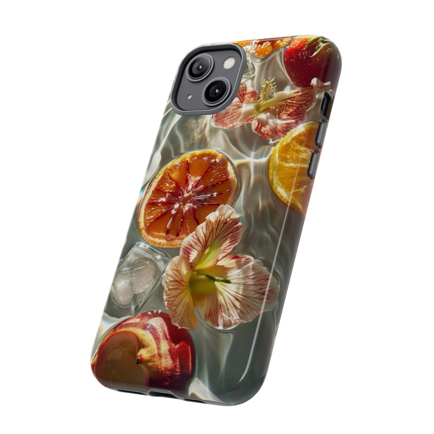 Citrus & Hibiscus Protective Phone Case – Summer Fruit Water Print Tough Case