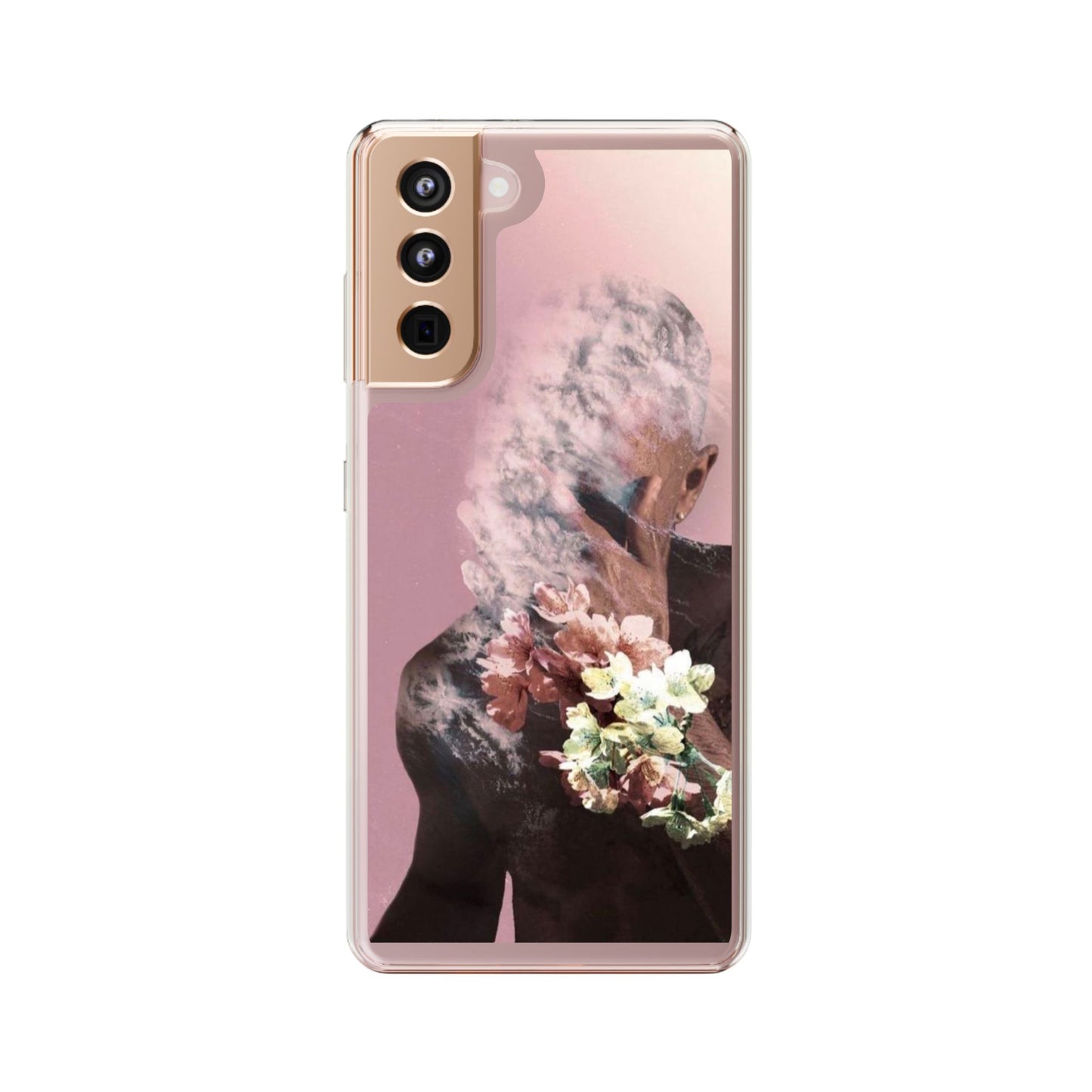 Clear Phone Case — Pink Floral Smoke Art iPhone Case