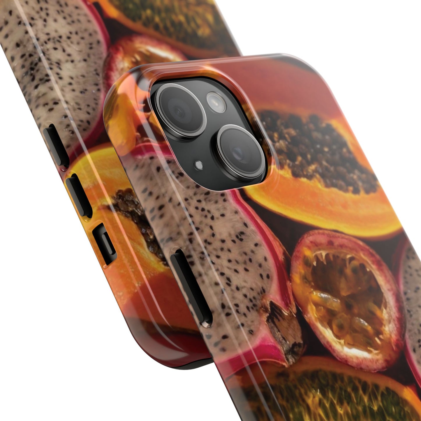 Tropical Fruit Tough Phone Case — Papaya & Dragon Fruit Design