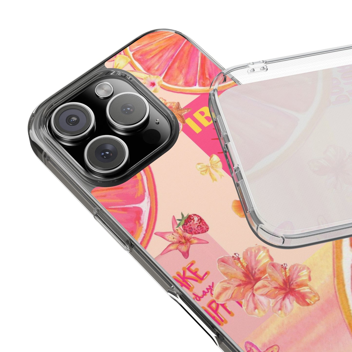 Clear Impact Phone Case — Pink Ibiza Citrus Floral Design